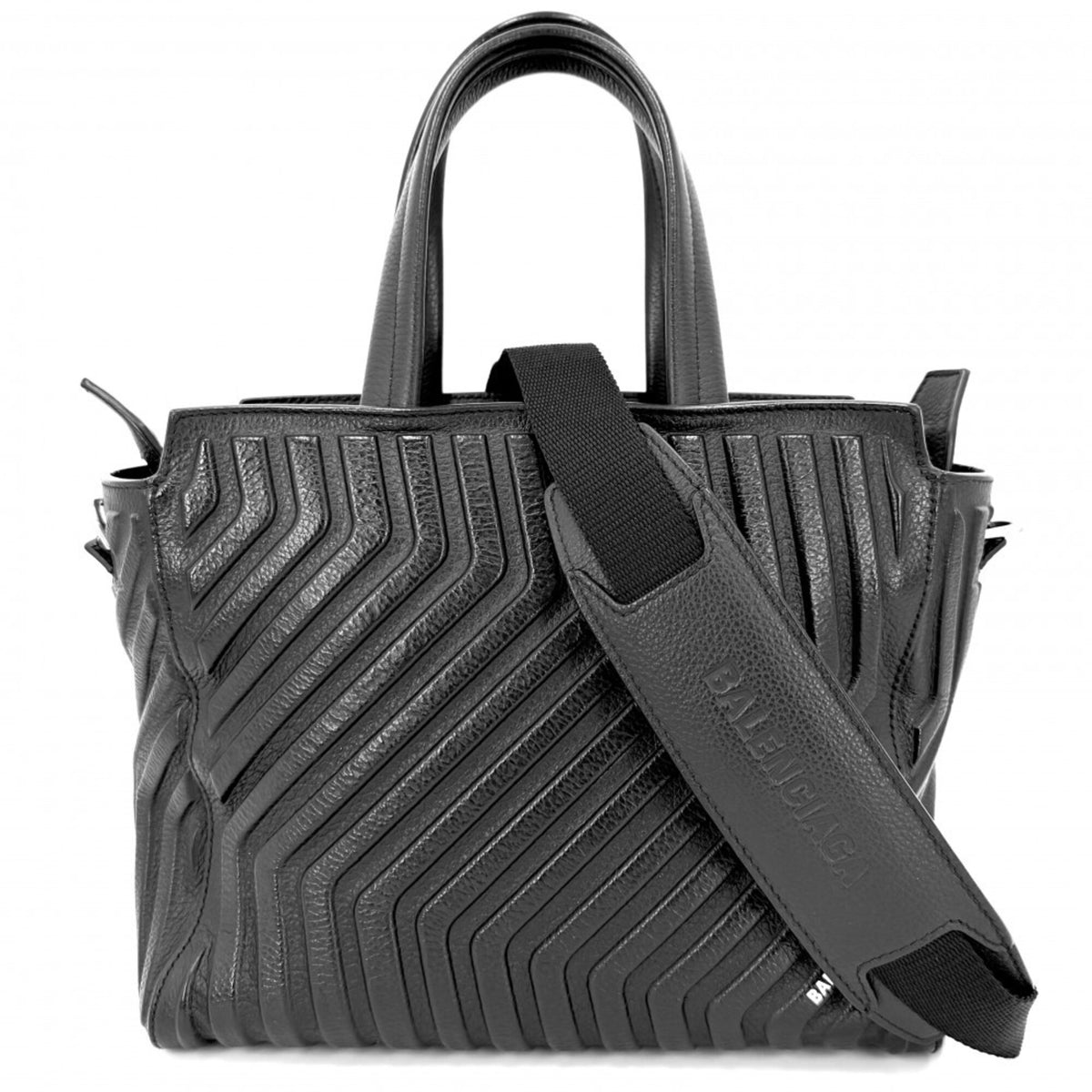 Balenciaga Black Leather Handbag Shoulder Bag Tote Bag (Pre-Owned)