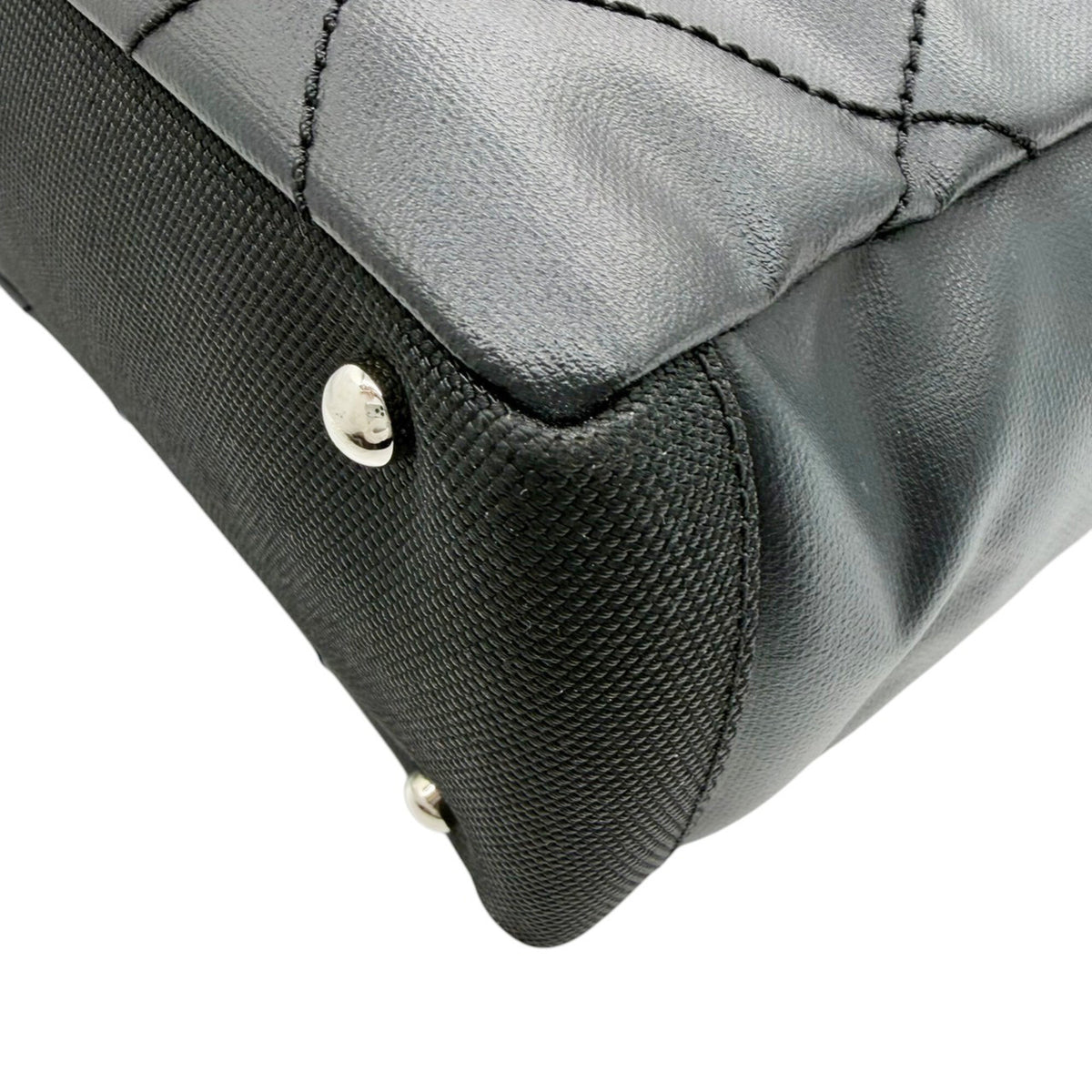 Chanel Black Coated Canvas Leather Tote Bag (Pre-Owned)