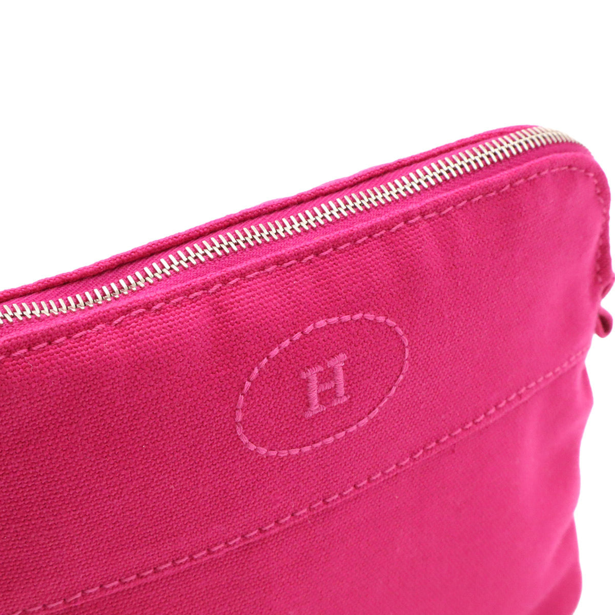 Hermes Fuchsia Canvas Handbag Pouch Wash Bag (Pre-Owned)