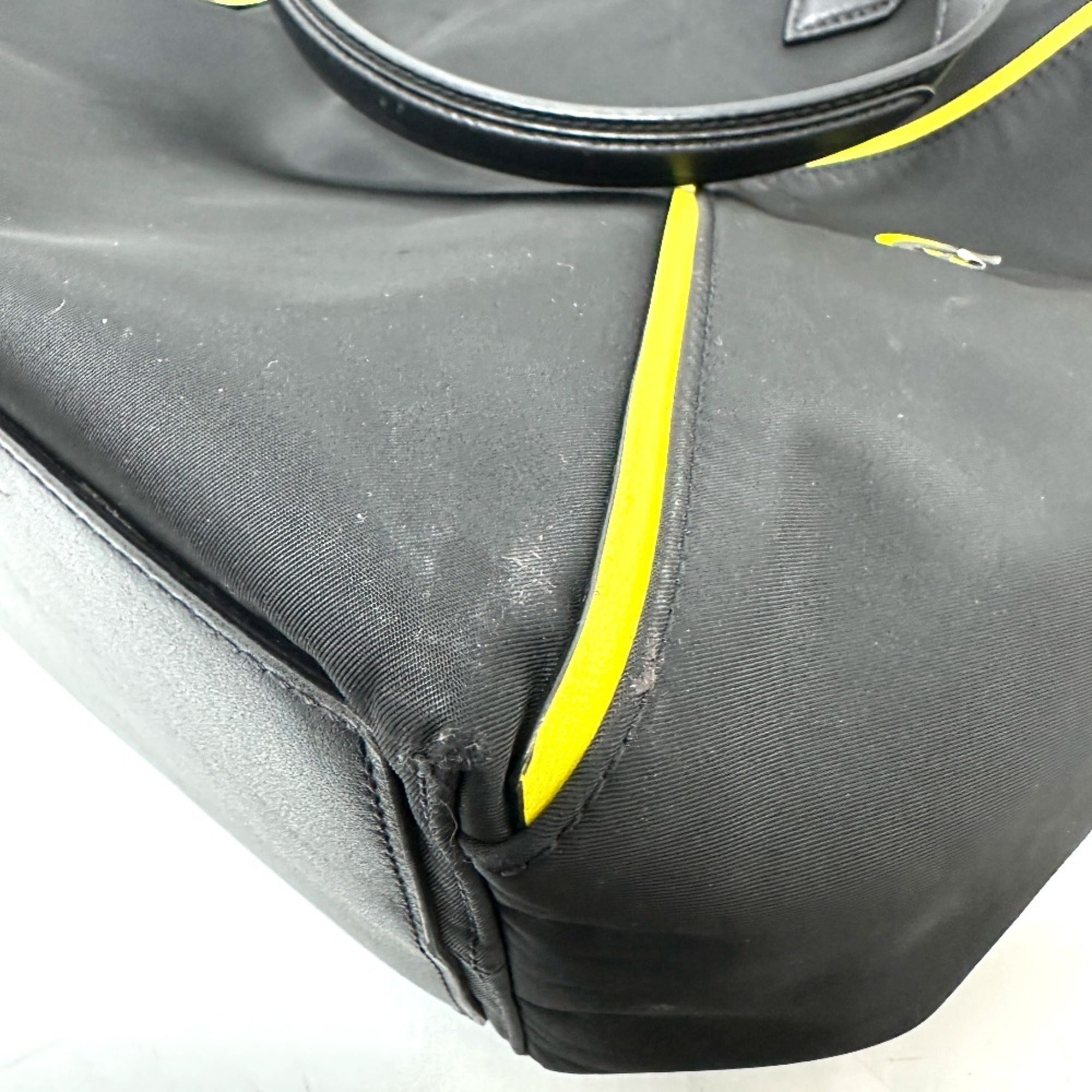 Givenchy Black Yellow Leather Nylon Shoulder Bag Tote Bag (Pre-Owned)