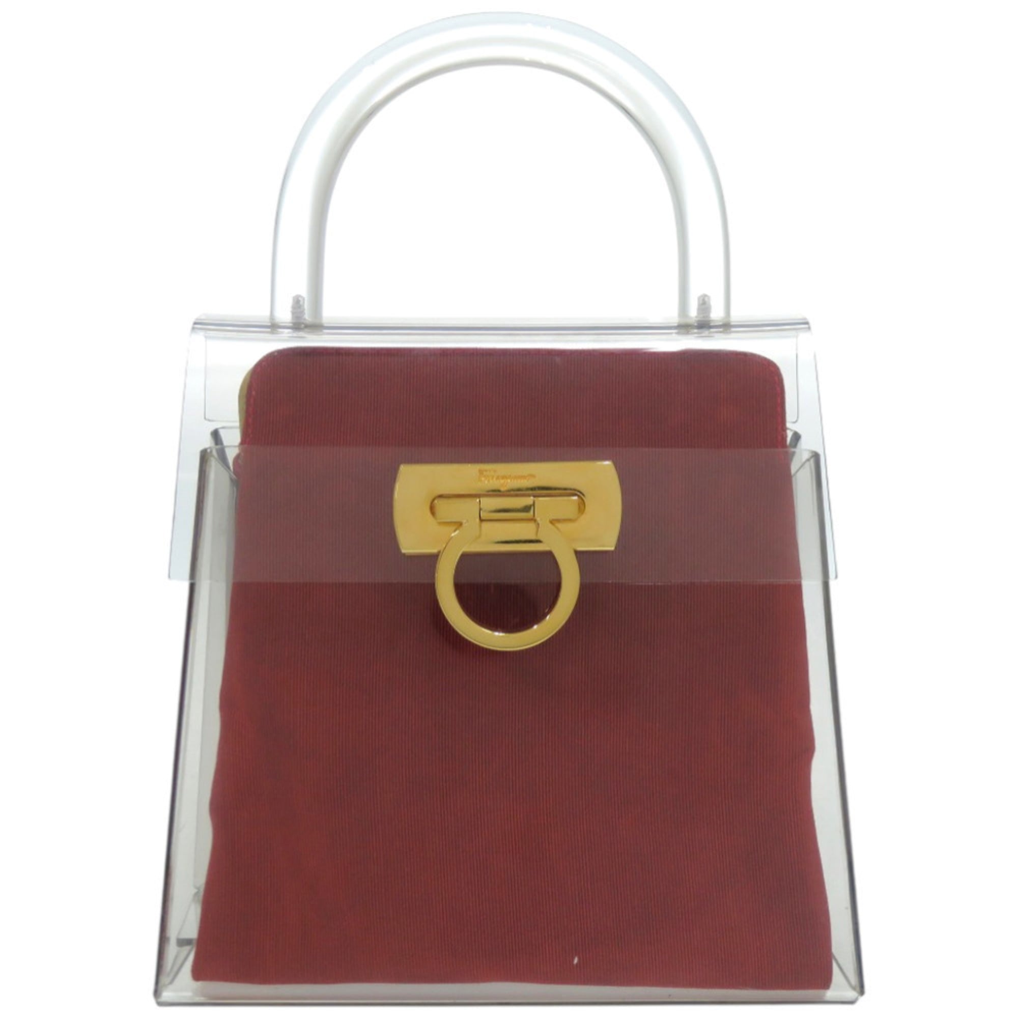 Salvatore Ferragamo Clear Gold Red Color Acrylic Metal Handbag (Pre-Owned)
