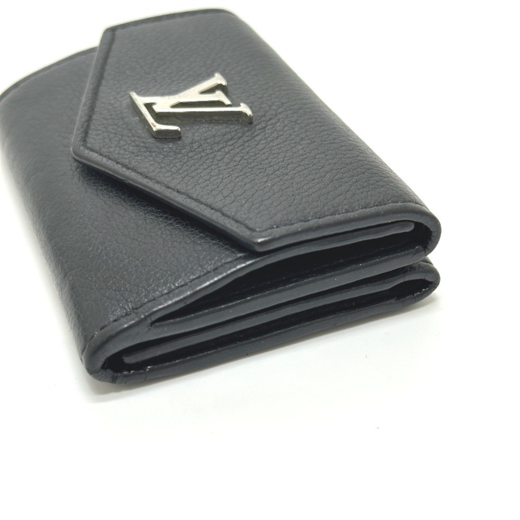 Louis Vuitton Black Leather Wallet (Tri-Fold) (Pre-Owned)
