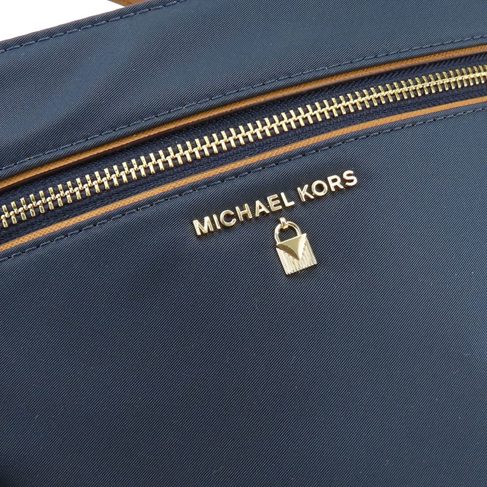Michael Kors Brown Navy Nylon Leather Shoulder Bag (Pre-Owned)
