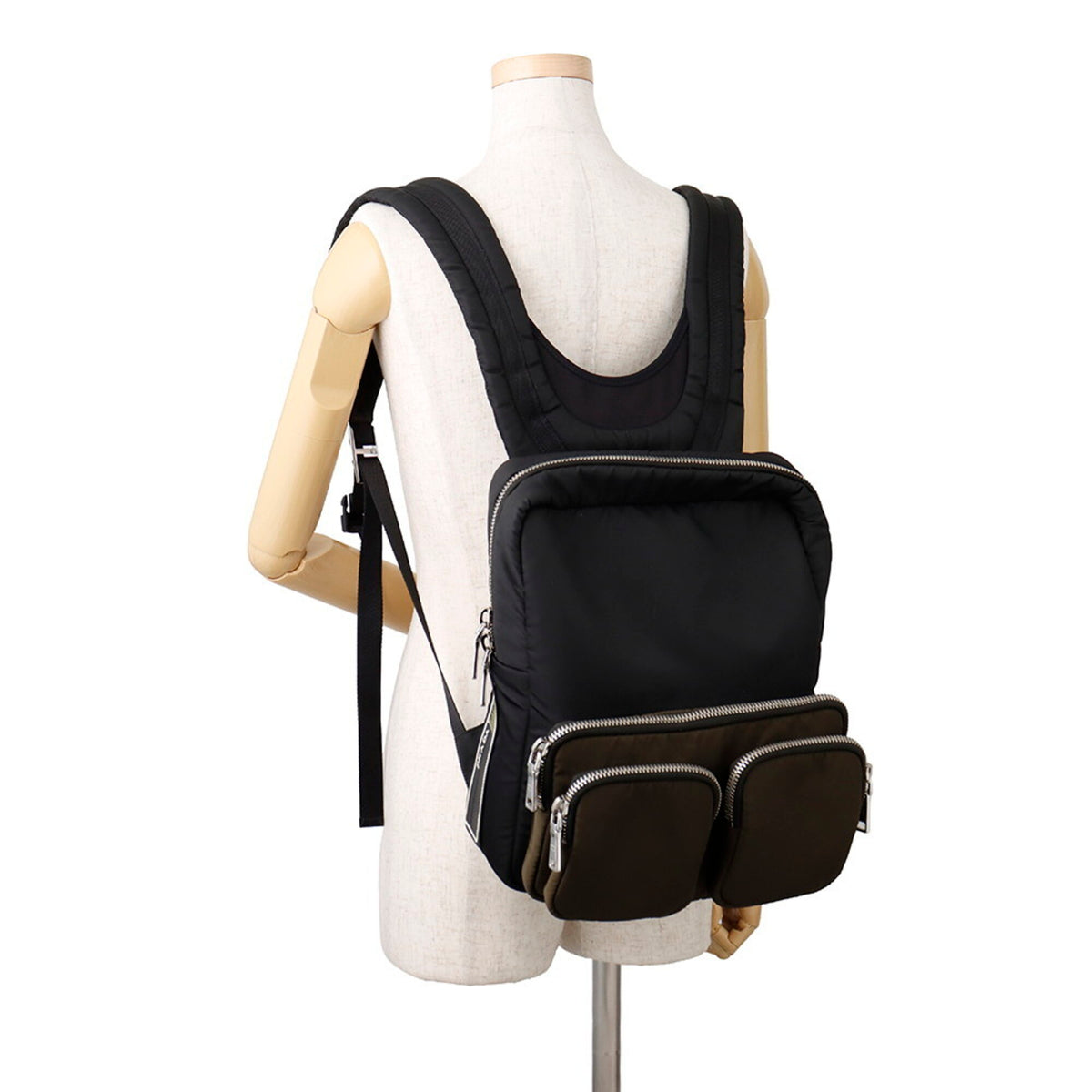 Prada Black Khaki Nylon Rubber Backpack (Pre-Owned)