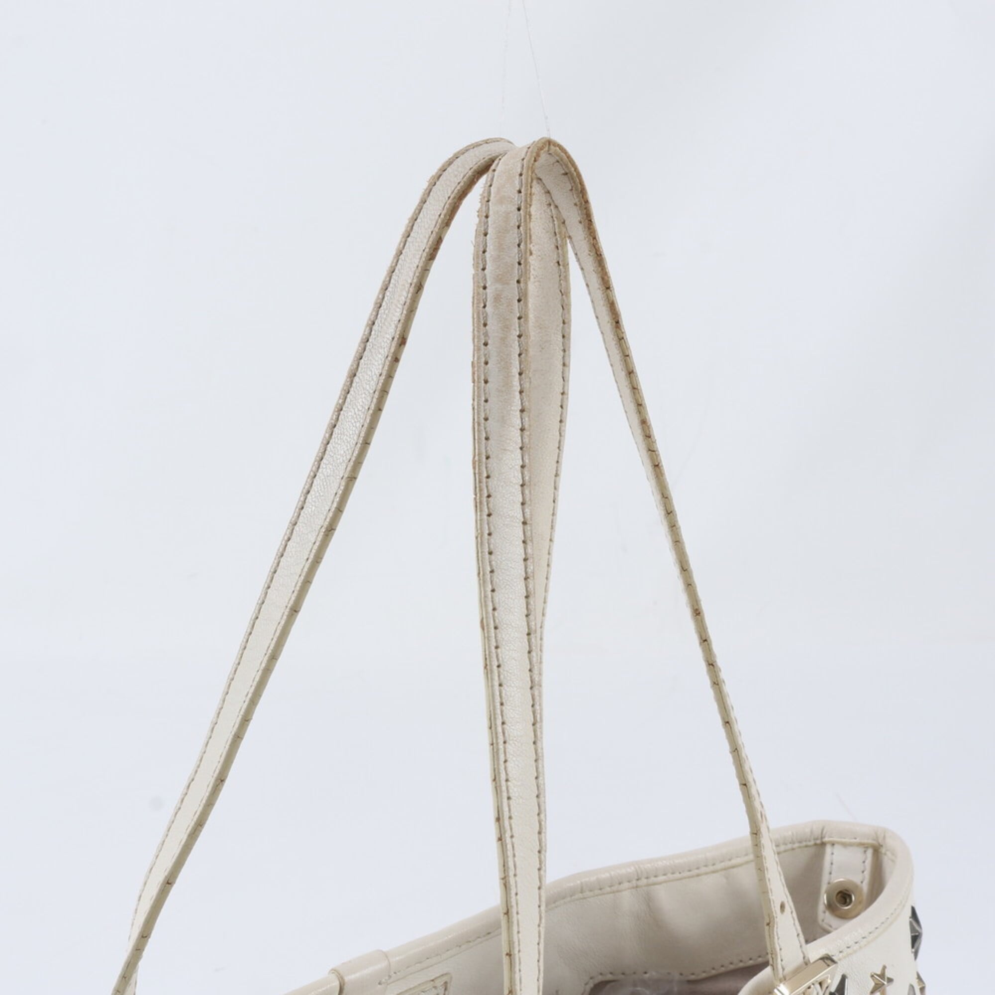 Jimmy Choo Silver White Leather Handbag Shoulder Bag Tote Bag (Pre-Owned)