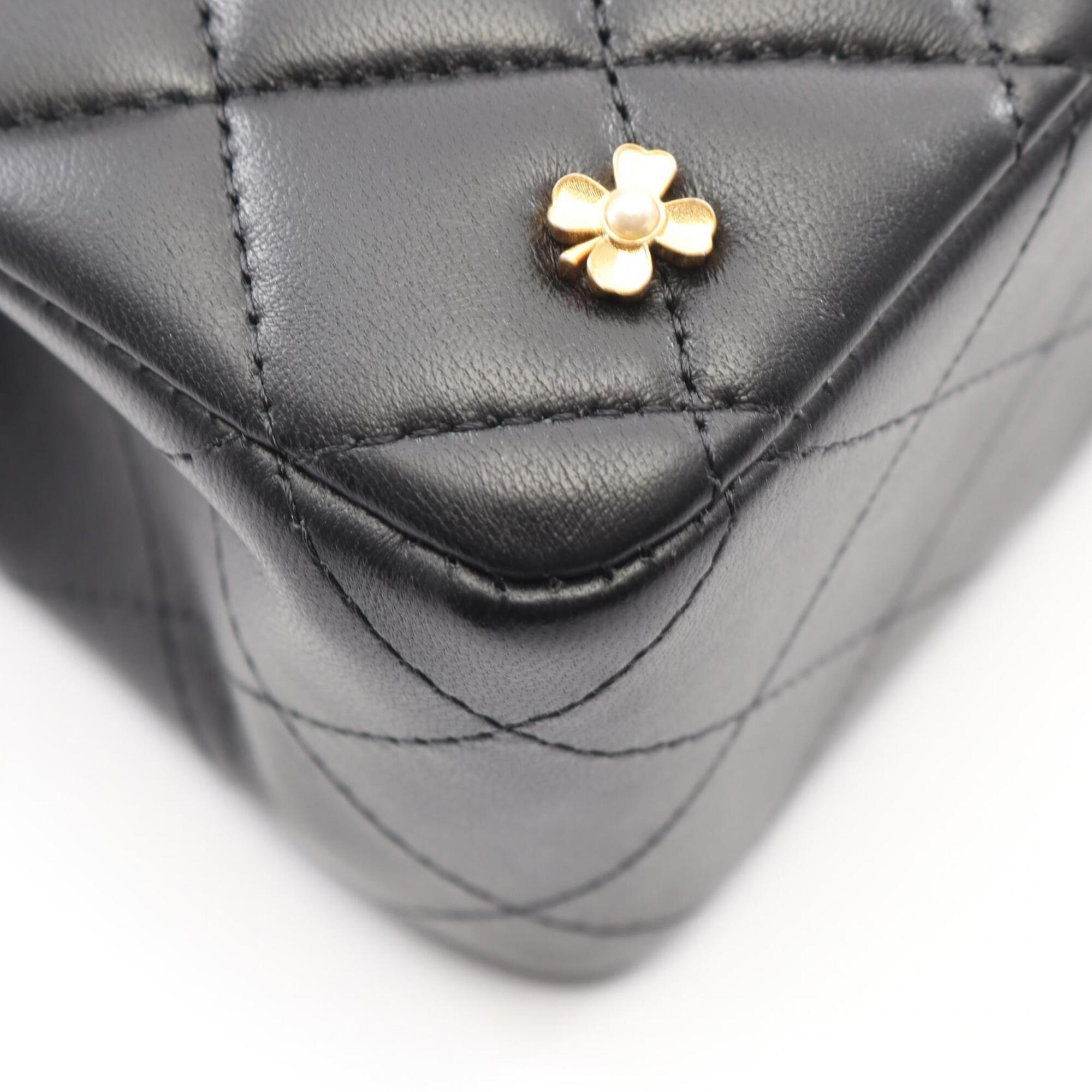 Chanel Black Leather Handbag Shoulder Bag (Pre-Owned)
