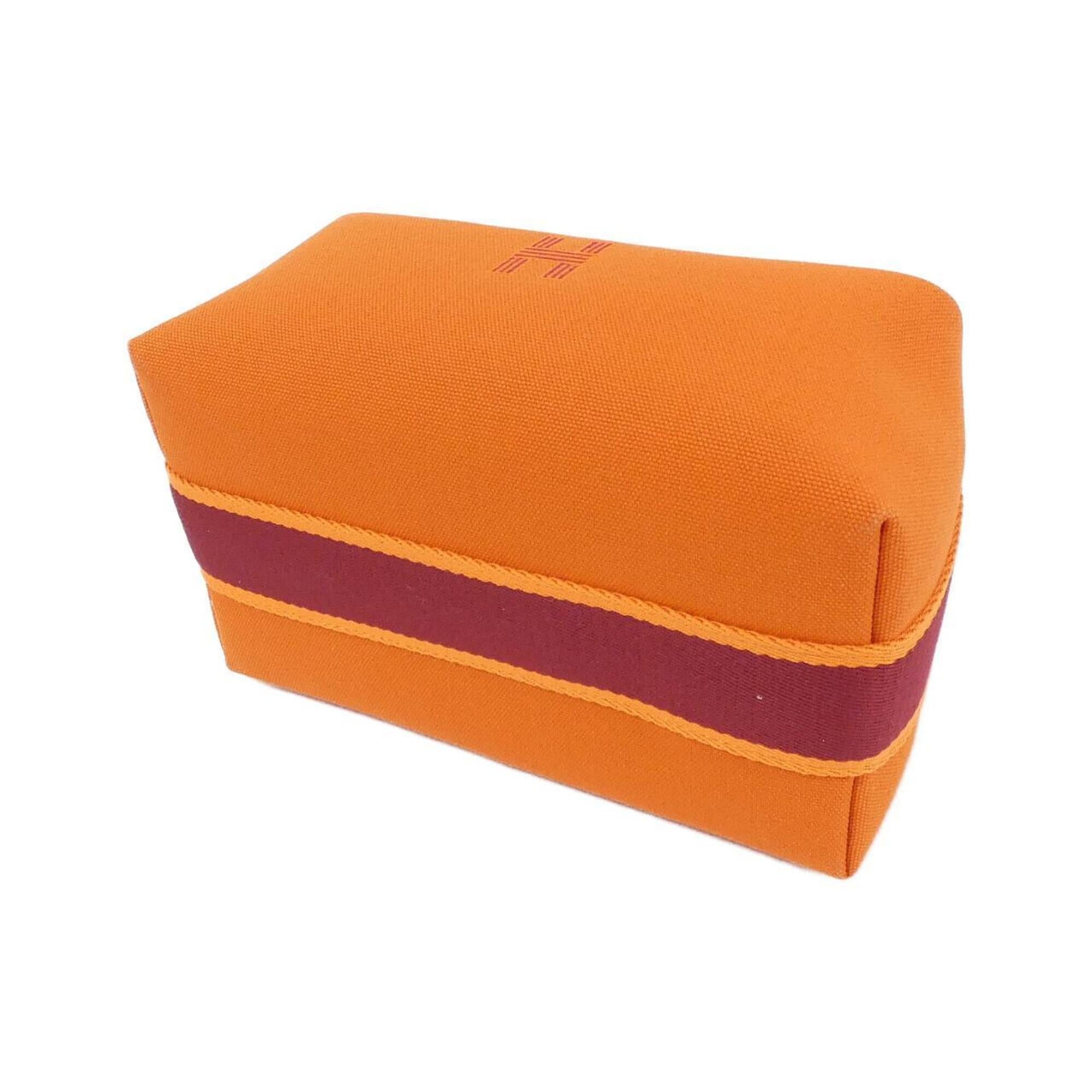 Hermes Feu Orange Canvas Pouch (Pre-Owned)