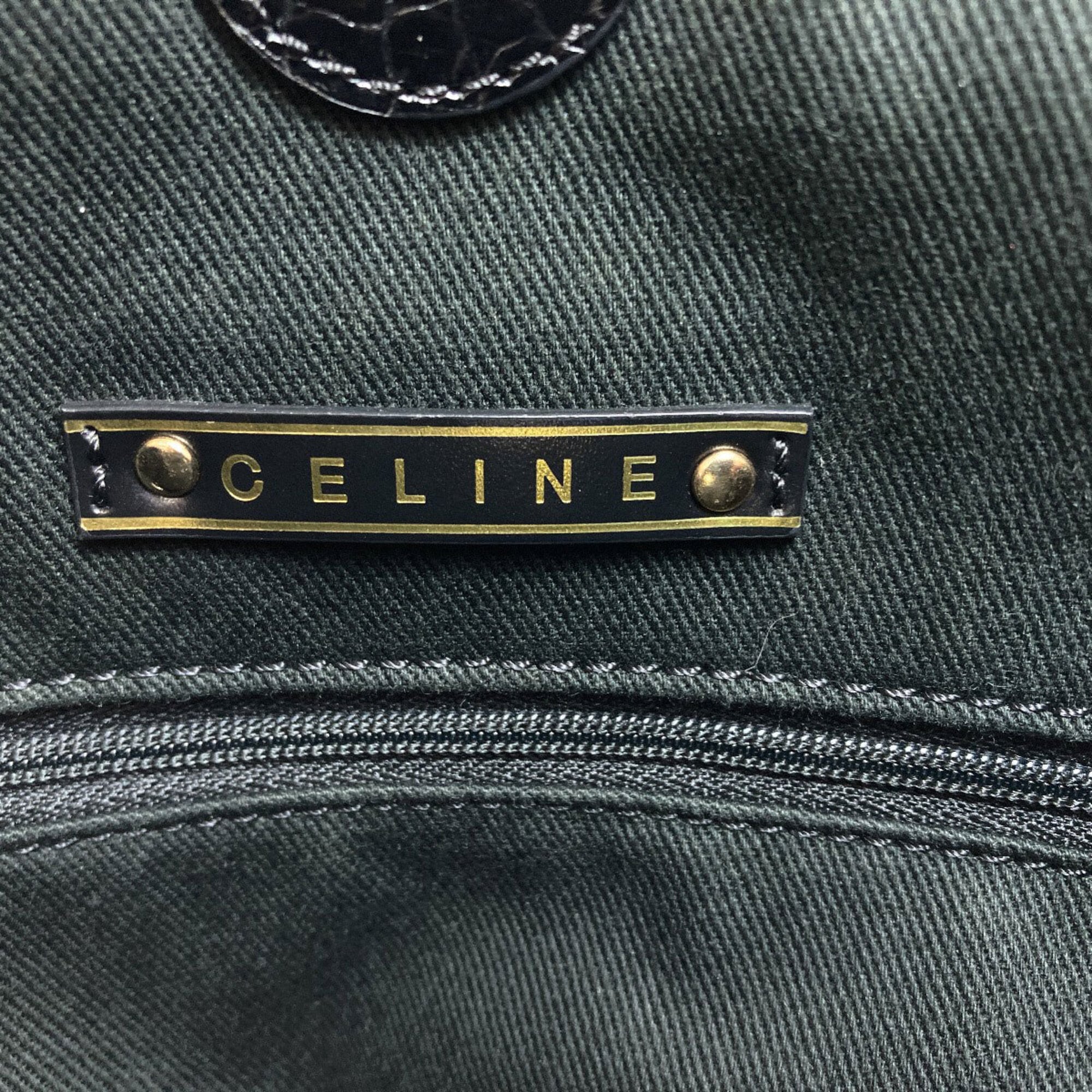 Celine Black Brown Canvas Handbag (Pre-Owned)
