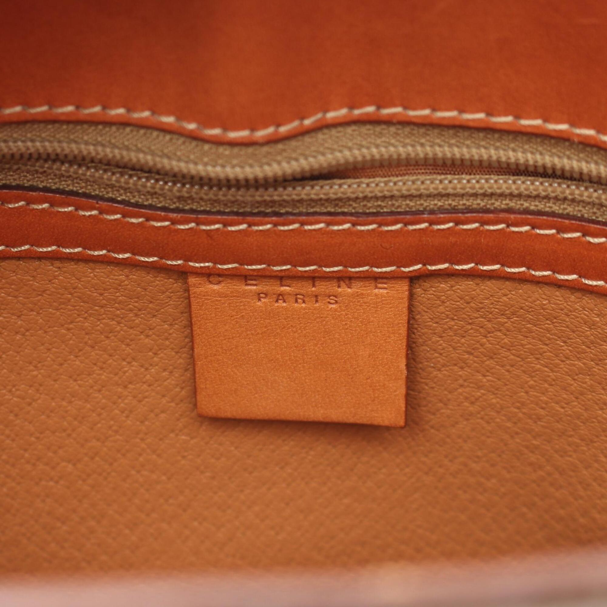 Celine Beige Brown Coated Canvas Leather Handbag Tote Bag (Pre-Owned)