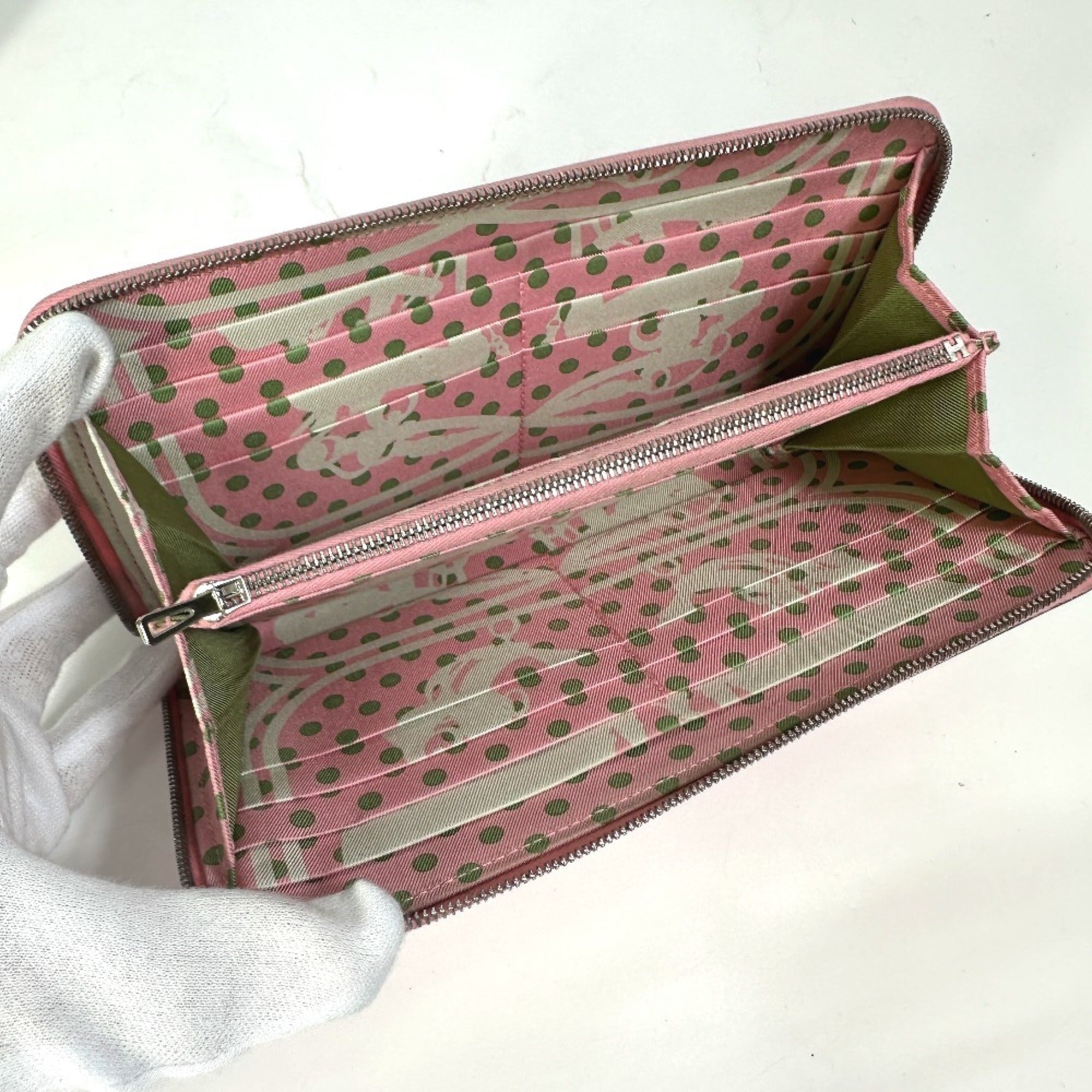 Hermes Silk'in Pink Epsom Leather Long Wallet (Bi-Fold) (Pre-Owned)