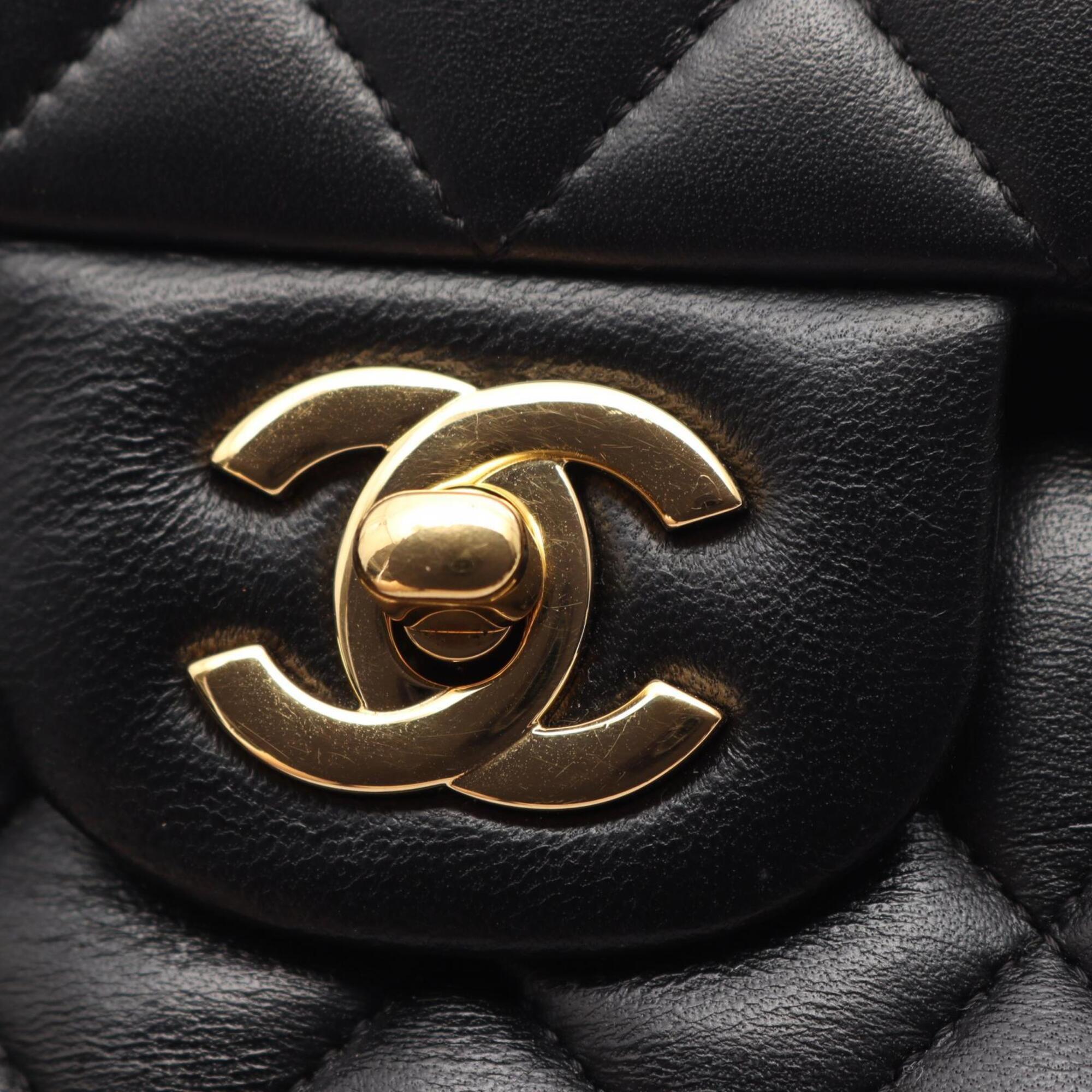 Chanel Black Leather Handbag Shoulder Bag (Pre-Owned)