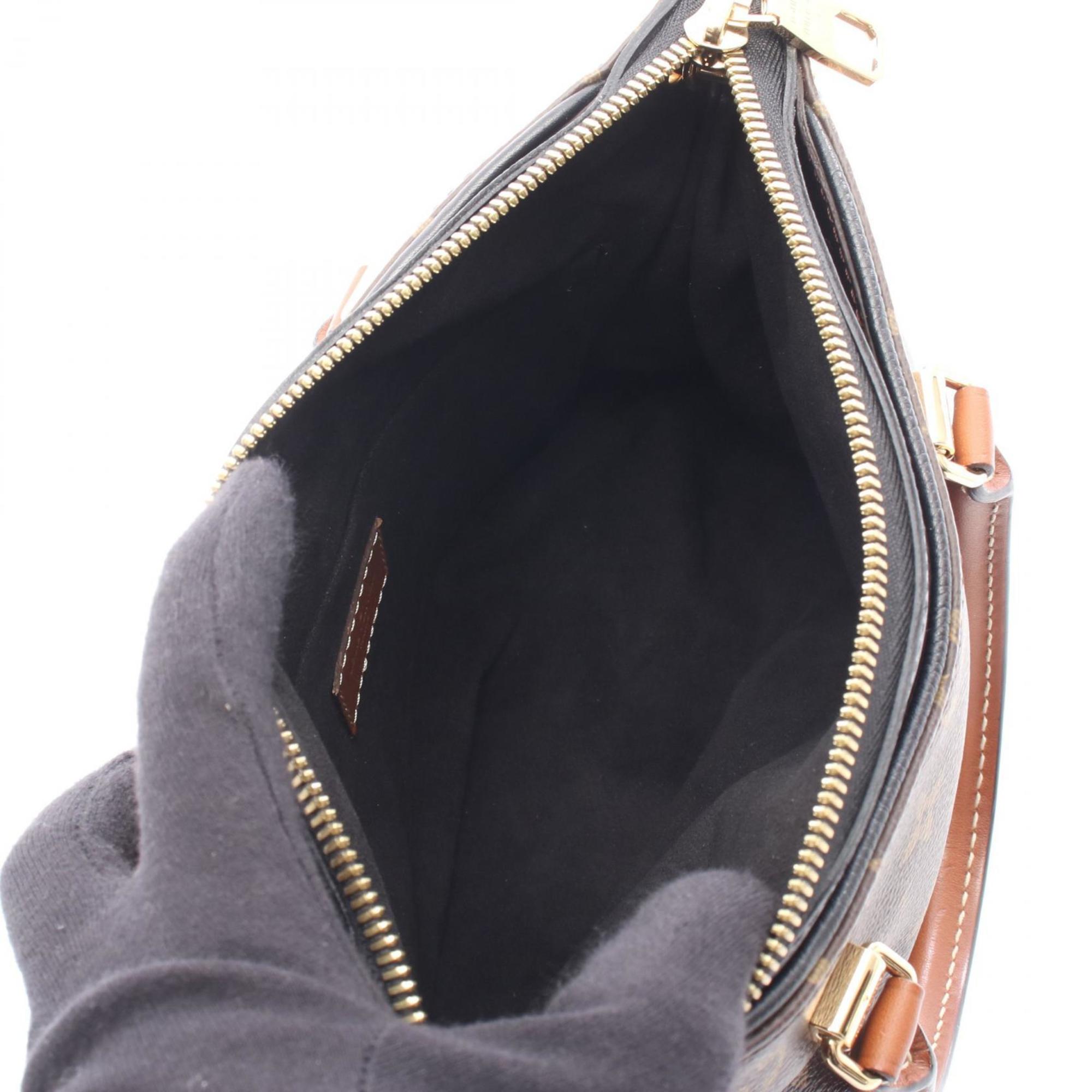 Louis Vuitton Black Brown Monogram Coated Canvas Leather Handbag (Pre-Owned)