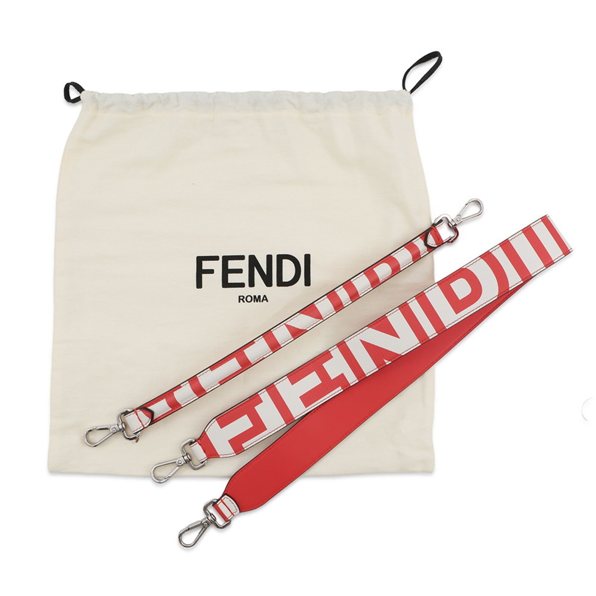 Fendi Red Color White Leather Handbag (Pre-Owned)
