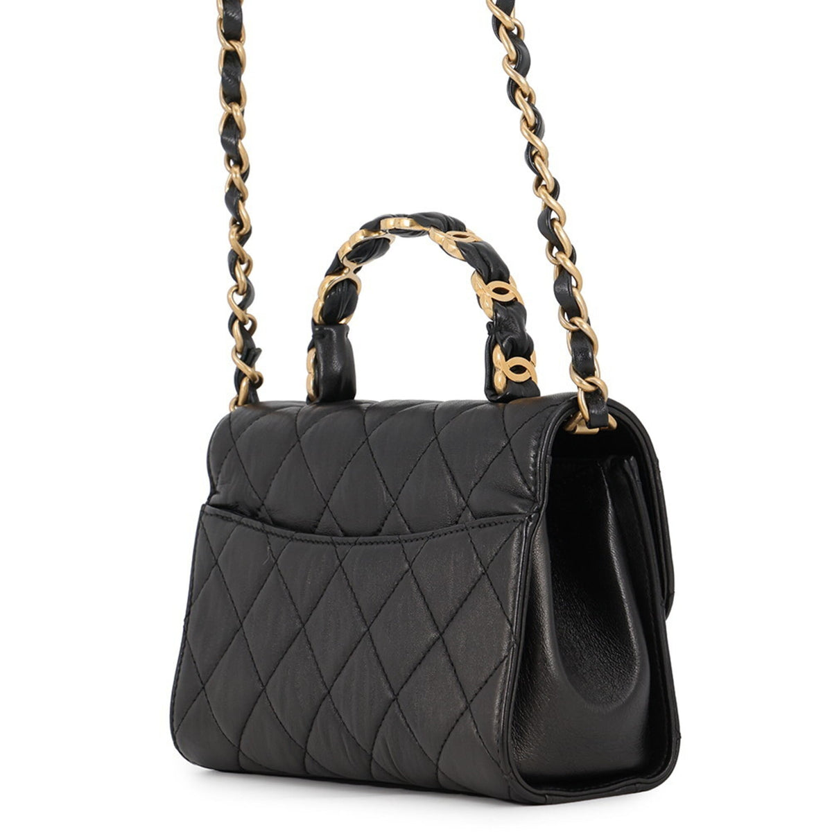 Chanel Matelasse Black Leather Handbag Shoulder Bag (Pre-Owned)