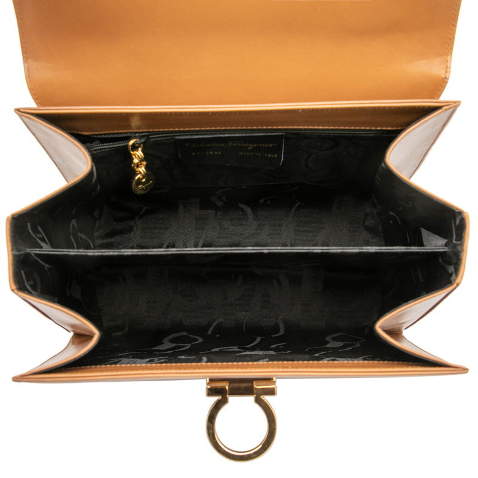 Salvatore Ferragamo Gancini Brown Leather Handbag Shoulder Bag (Pre-Owned)