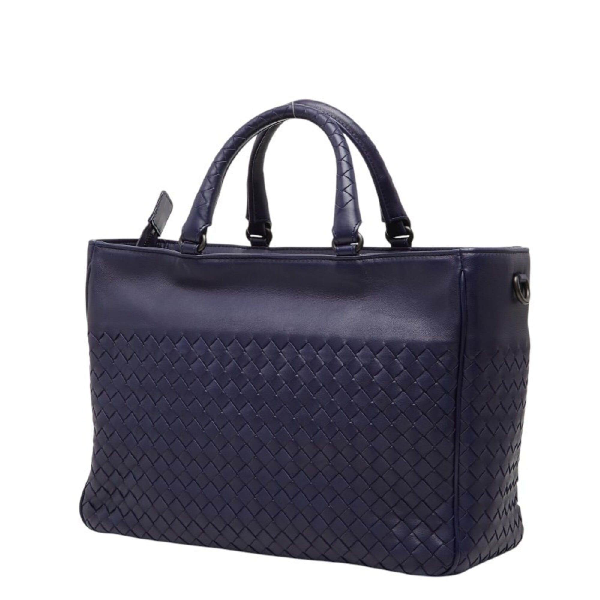 Bottega Veneta Navy Leather Handbag Shoulder Bag (Pre-Owned)