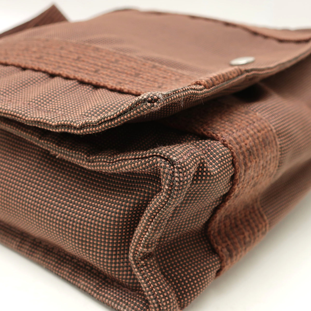 Hermes Her Line Brown Nylon Canvas Shoulder Bag (Pre-Owned)