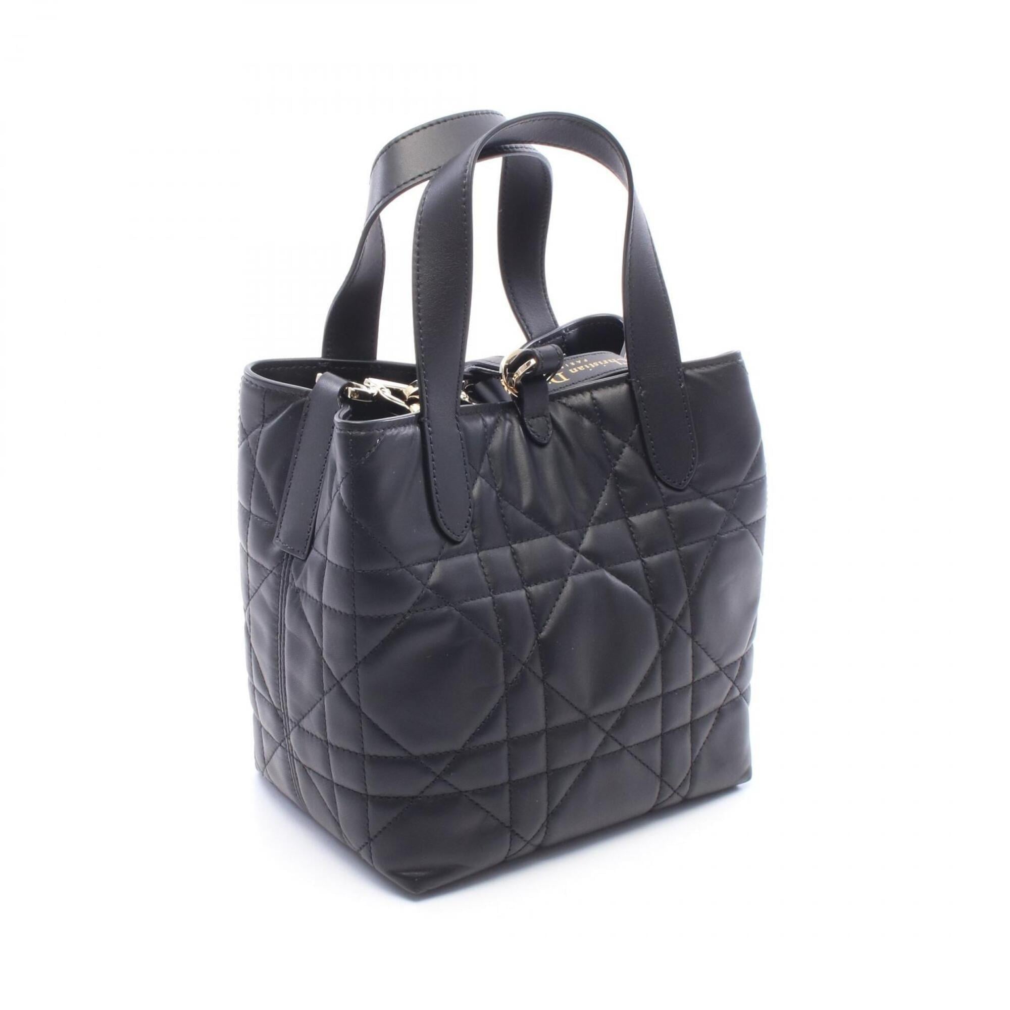 Christian Dior Black Leather Handbag Tote Bag (Pre-Owned)