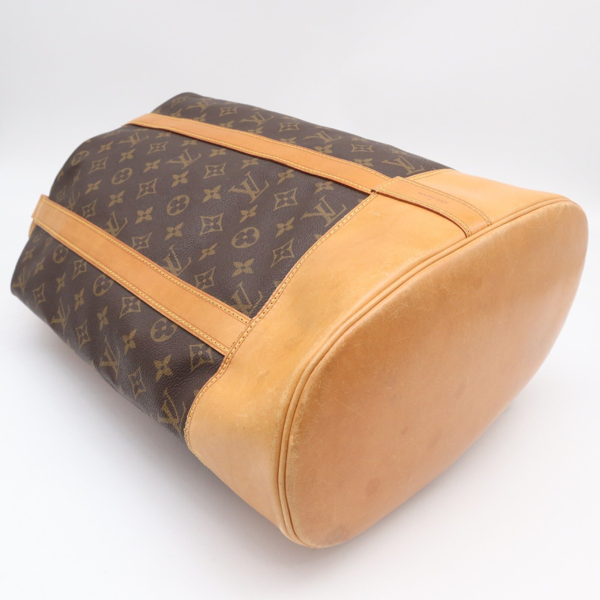 Louis Vuitton Beige Brown Coated Canvas Leather Pouch Shoulder Bag (Pre-Owned)