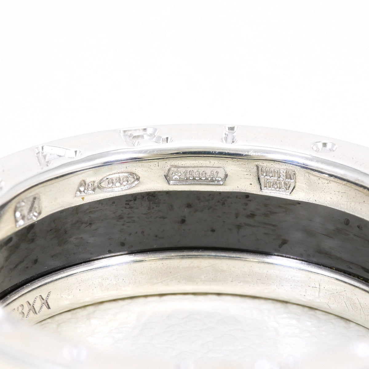 Bvlgari Silver Black Ceramic Silver 925 Band Ring (Pre-Owned)