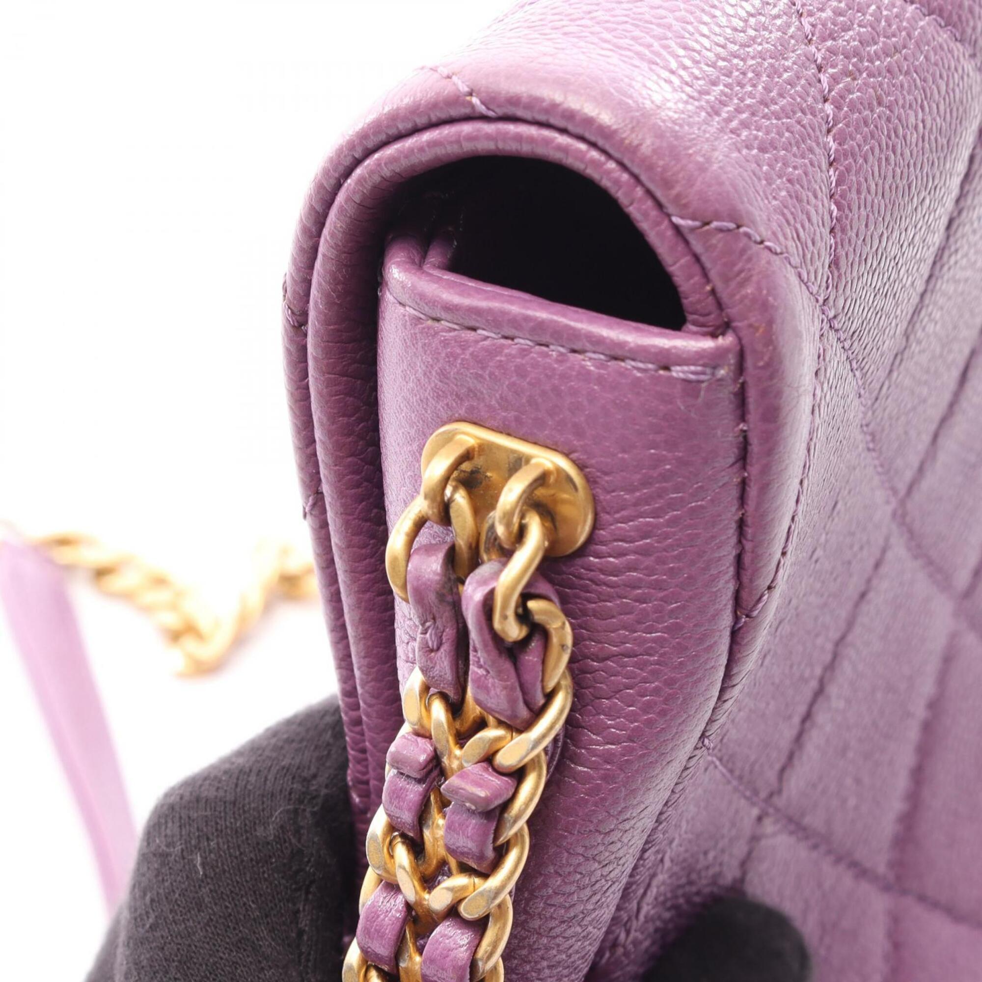 Chanel Purple Leather Handbag Shoulder Bag (Pre-Owned)