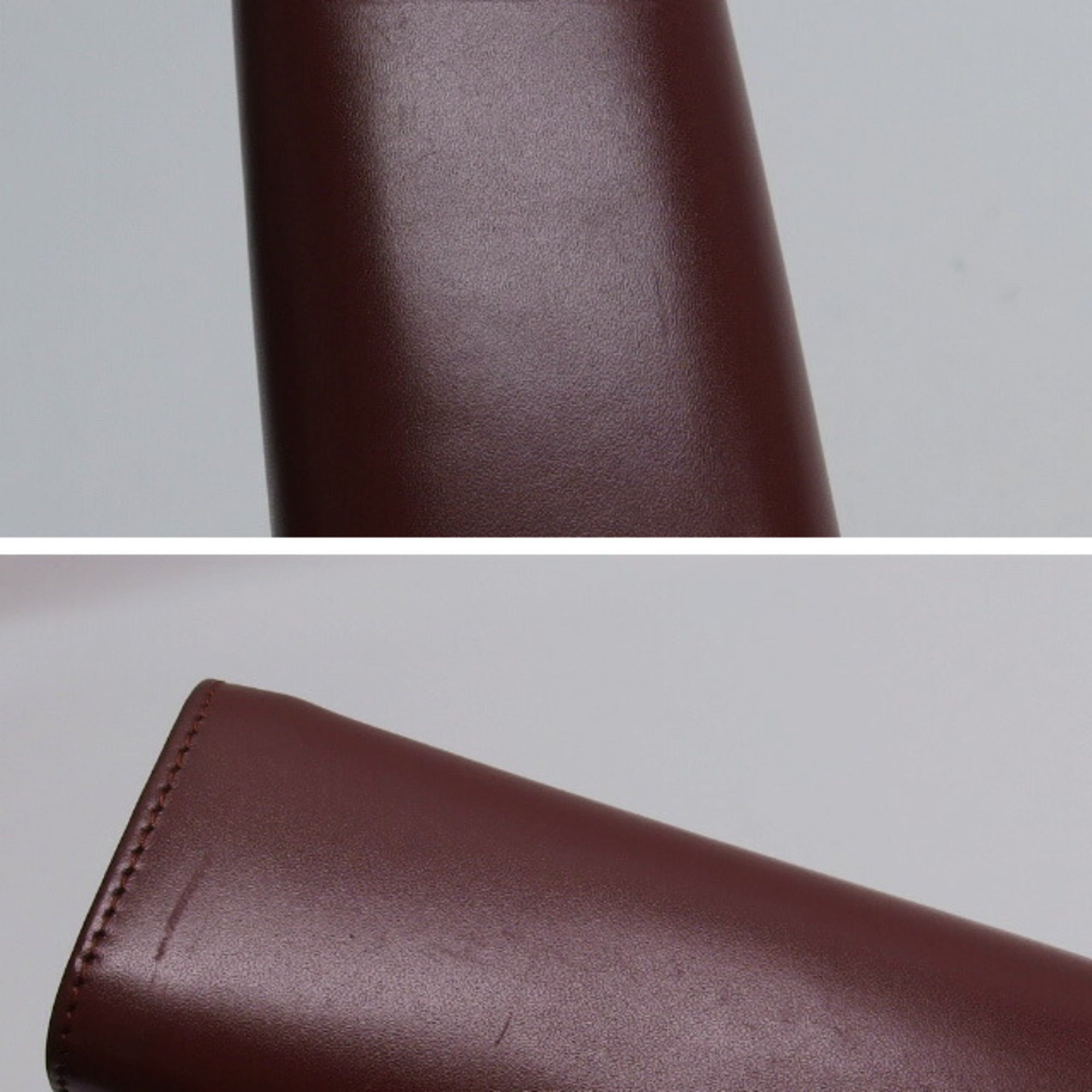 Cartier Bordeaux Red Color Leather Clutch Bag Pouch (Pre-Owned)