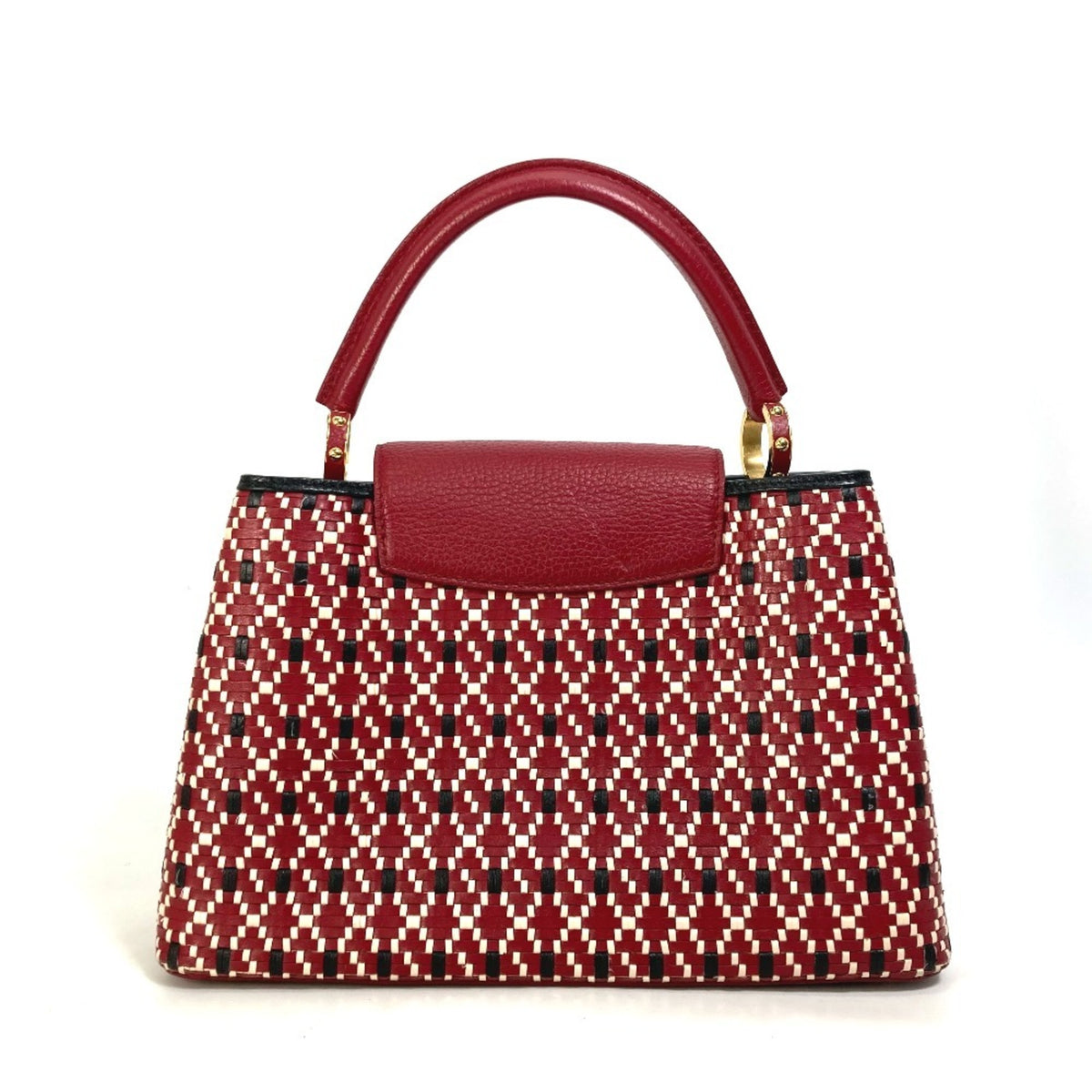 Louis Vuitton Black Red Color Leather Handbag (Pre-Owned)