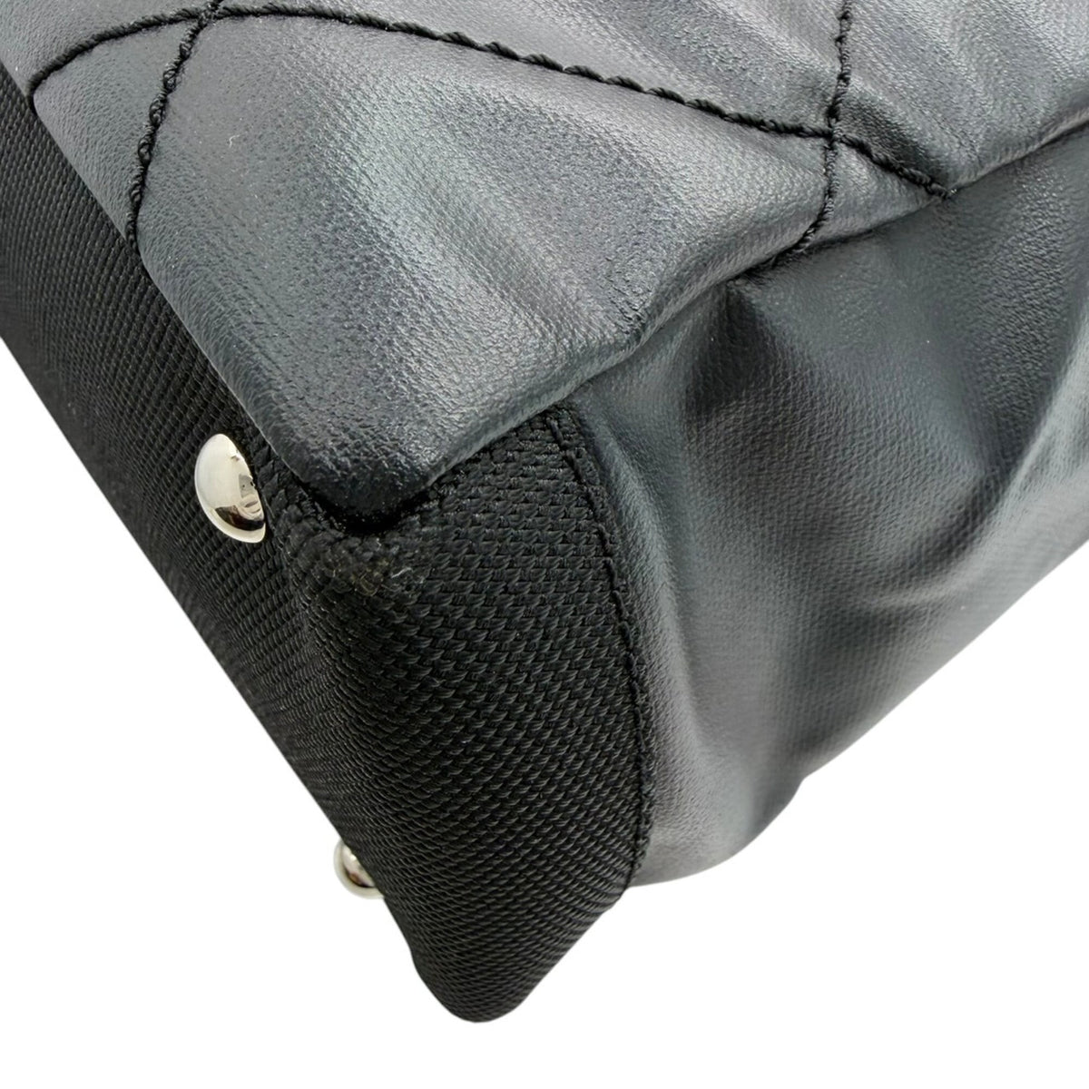 Chanel Black Coated Canvas Leather Tote Bag (Pre-Owned)