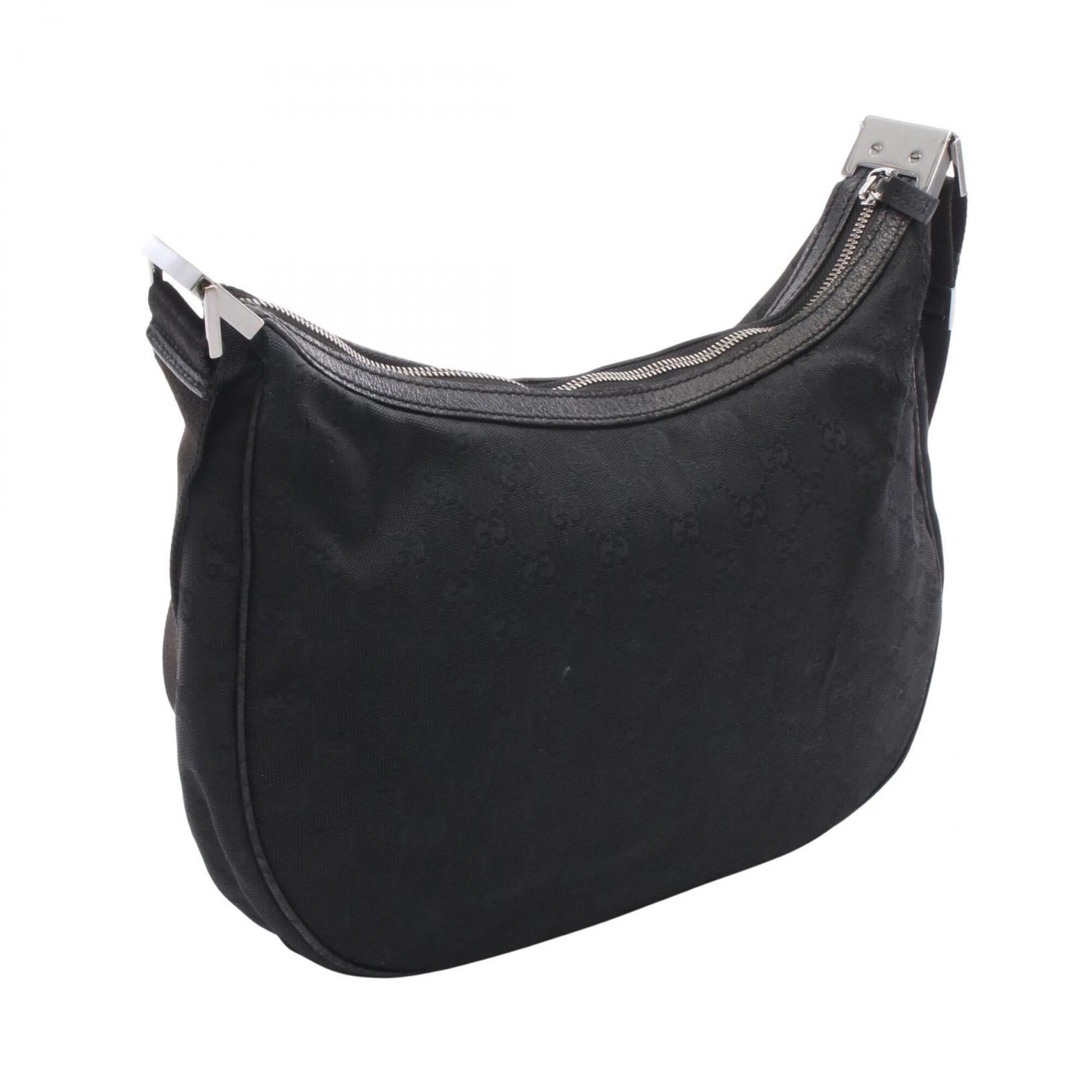 Gucci Black Canvas Leather Handbag Shoulder Bag (Pre-Owned)