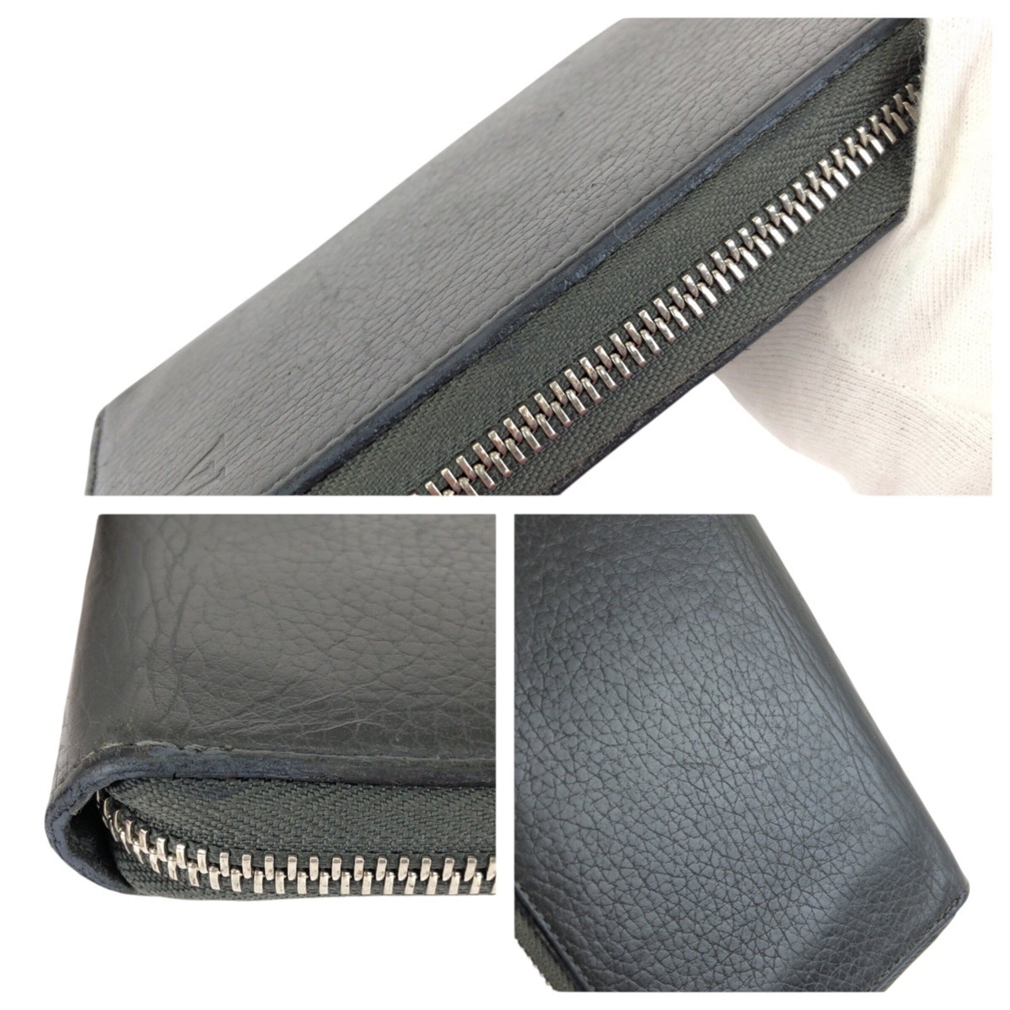 Louis Vuitton Black Leather Long Wallet (Bi-Fold) (Pre-Owned)