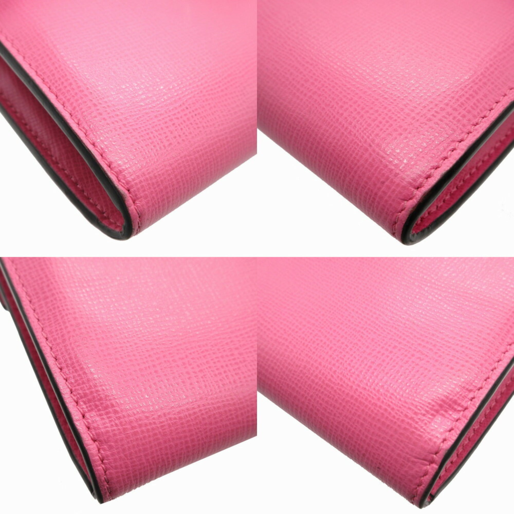 Valentino Pink Red Color Leather Long Wallet (Bi-Fold) (Pre-Owned)