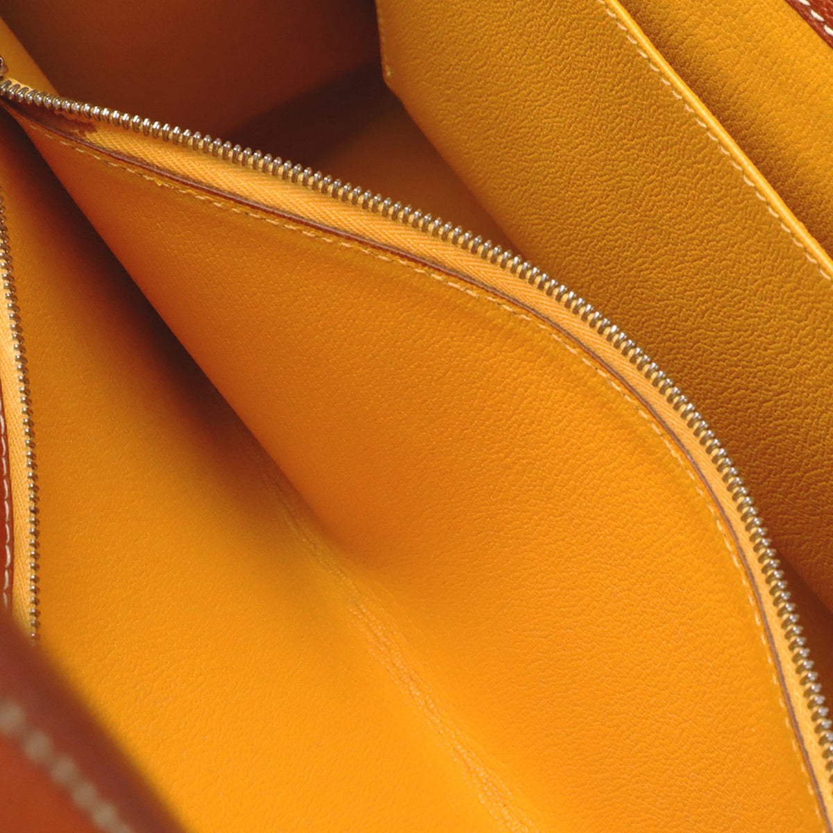 Hermes Brown Noisette White Chevre Leather Handbag (Pre-Owned)