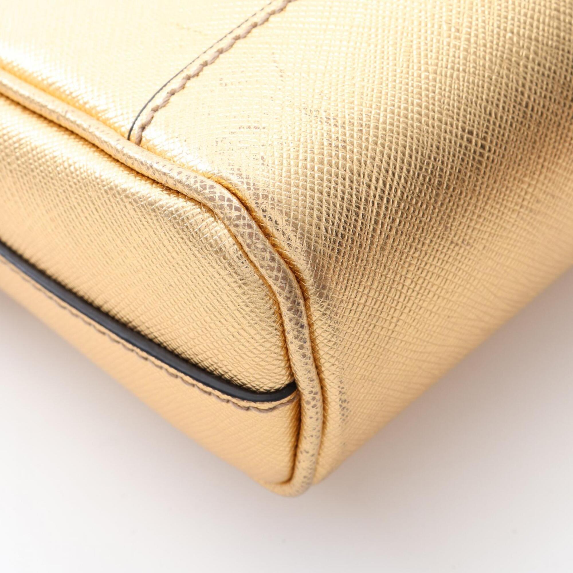 Prada Gold Saffiano Handbag Shoulder Bag (Pre-Owned)