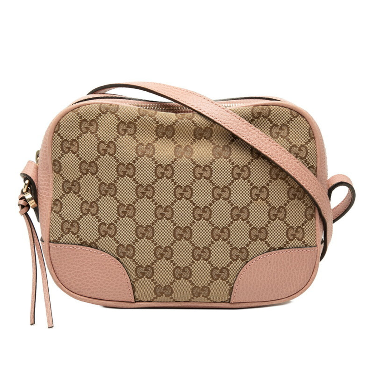 Gucci Gg Canvas Beige Pink Canvas Leather Shoulder Bag (Pre-Owned)
