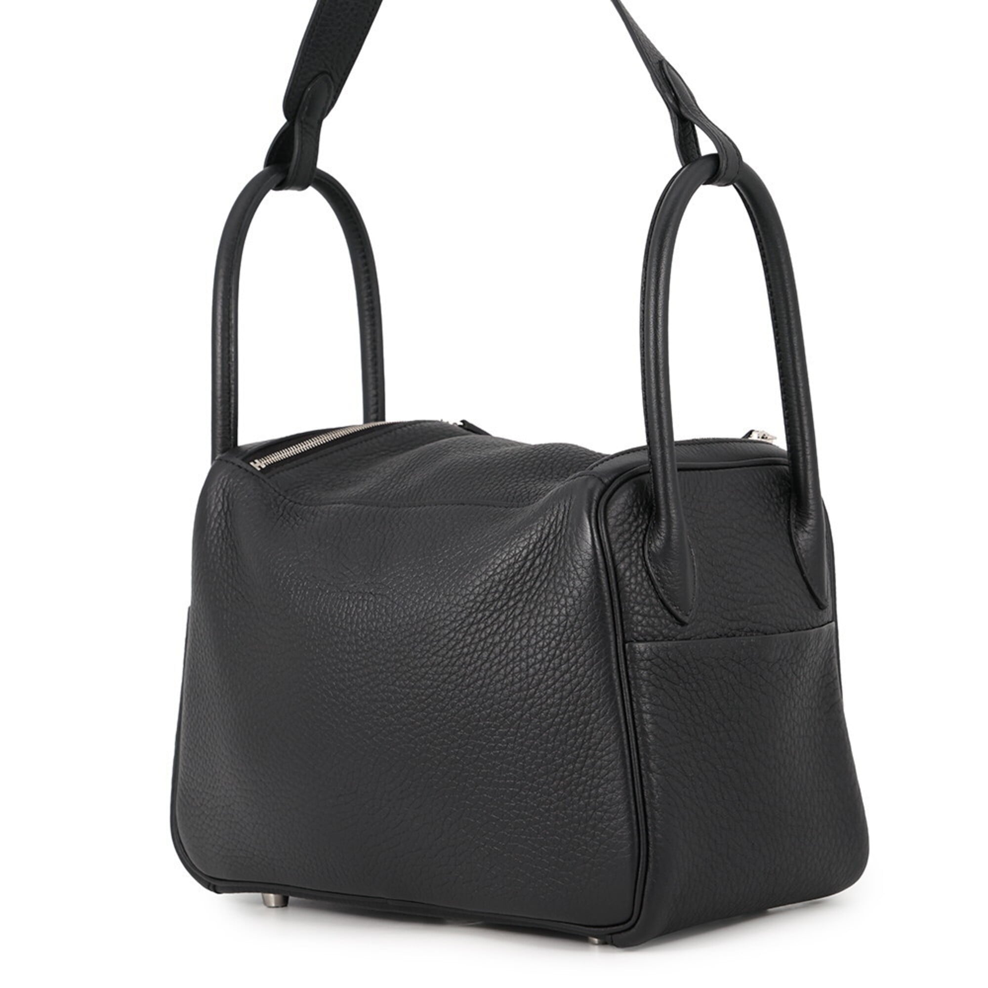 Hermes Lindy Black Taurillon Clemence Leather Handbag (Pre-Owned)