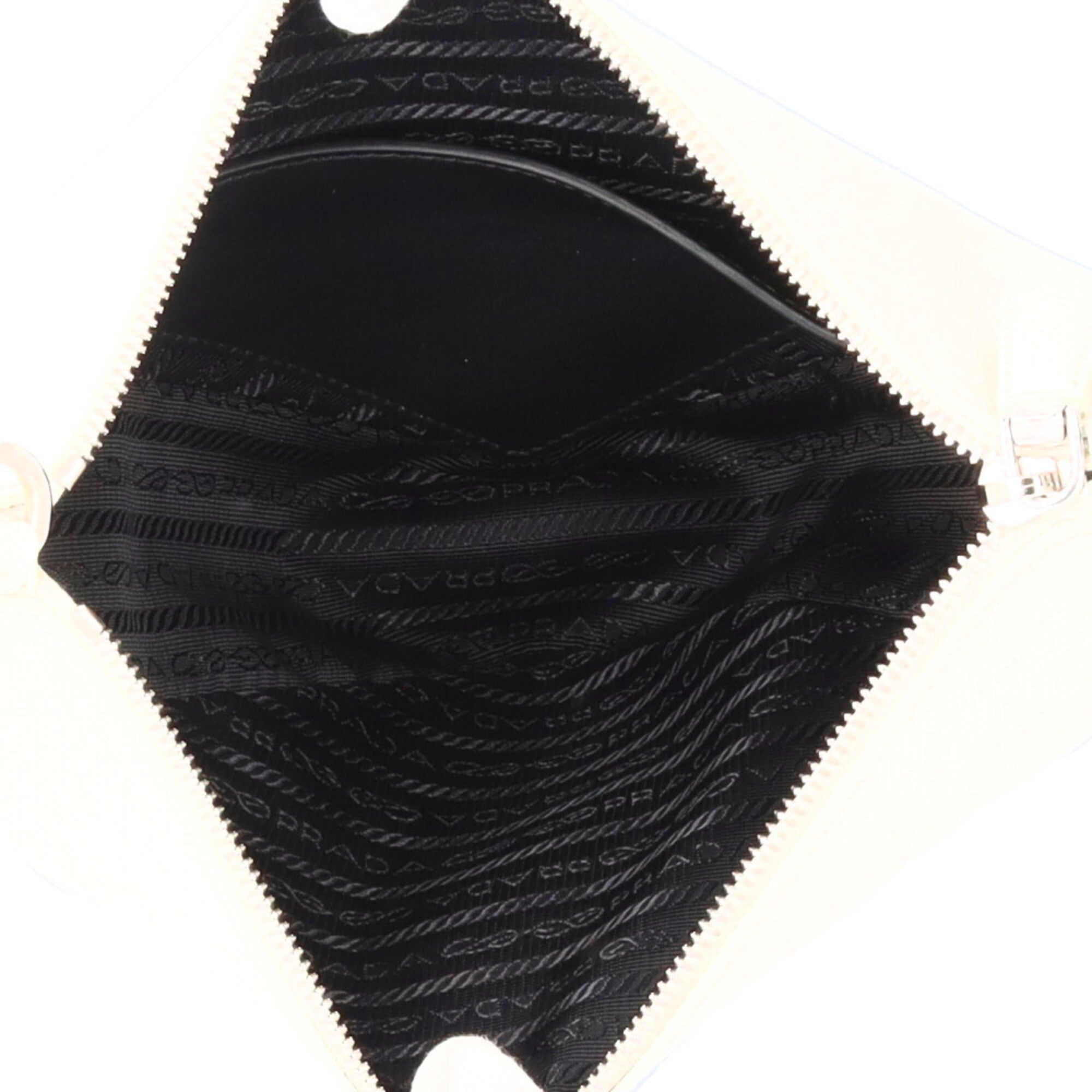 Prada Saffiano Black White Leather Shoulder Bag (Pre-Owned)