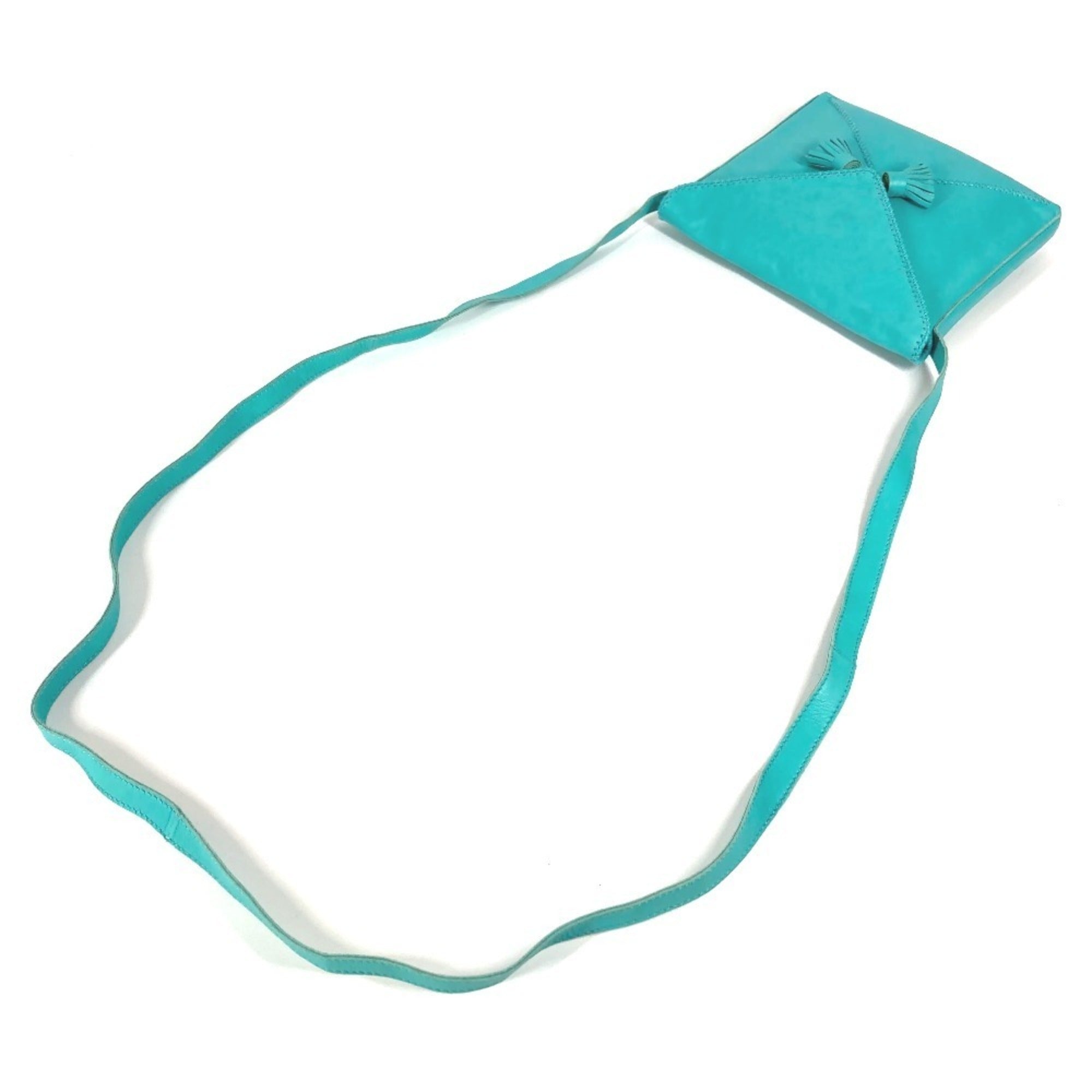 Hermes Turquoise Leather Pochette Shoulder Bag (Pre-Owned)
