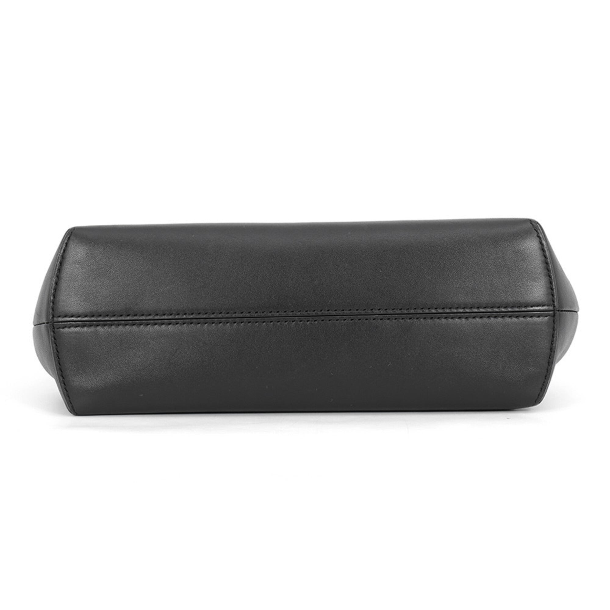 Fendi Black Leather Clutch Bag Shoulder Bag (Pre-Owned)