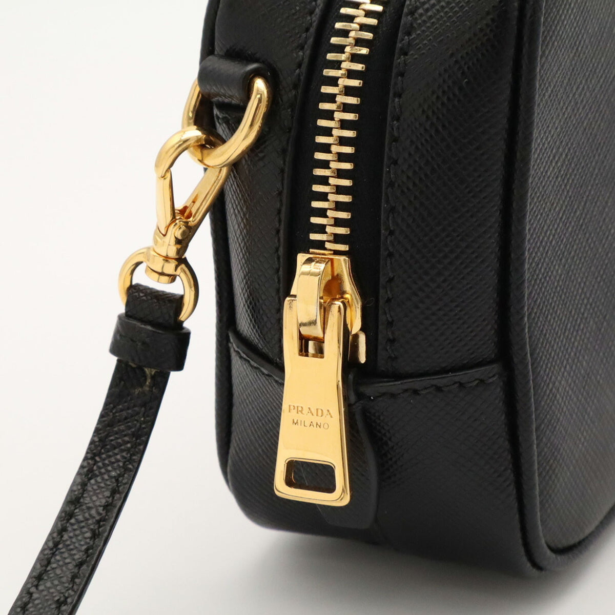Prada Black Nero Leather Handbag Pochette Pouch Shoulder Bag (Pre-Owned)