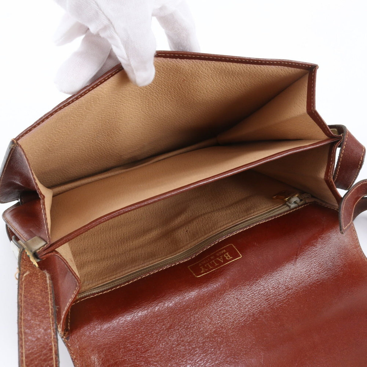Bally Brown Leather Crossbody Bag Handbag Shoulder Bag Tote Bag (Pre-Owned)