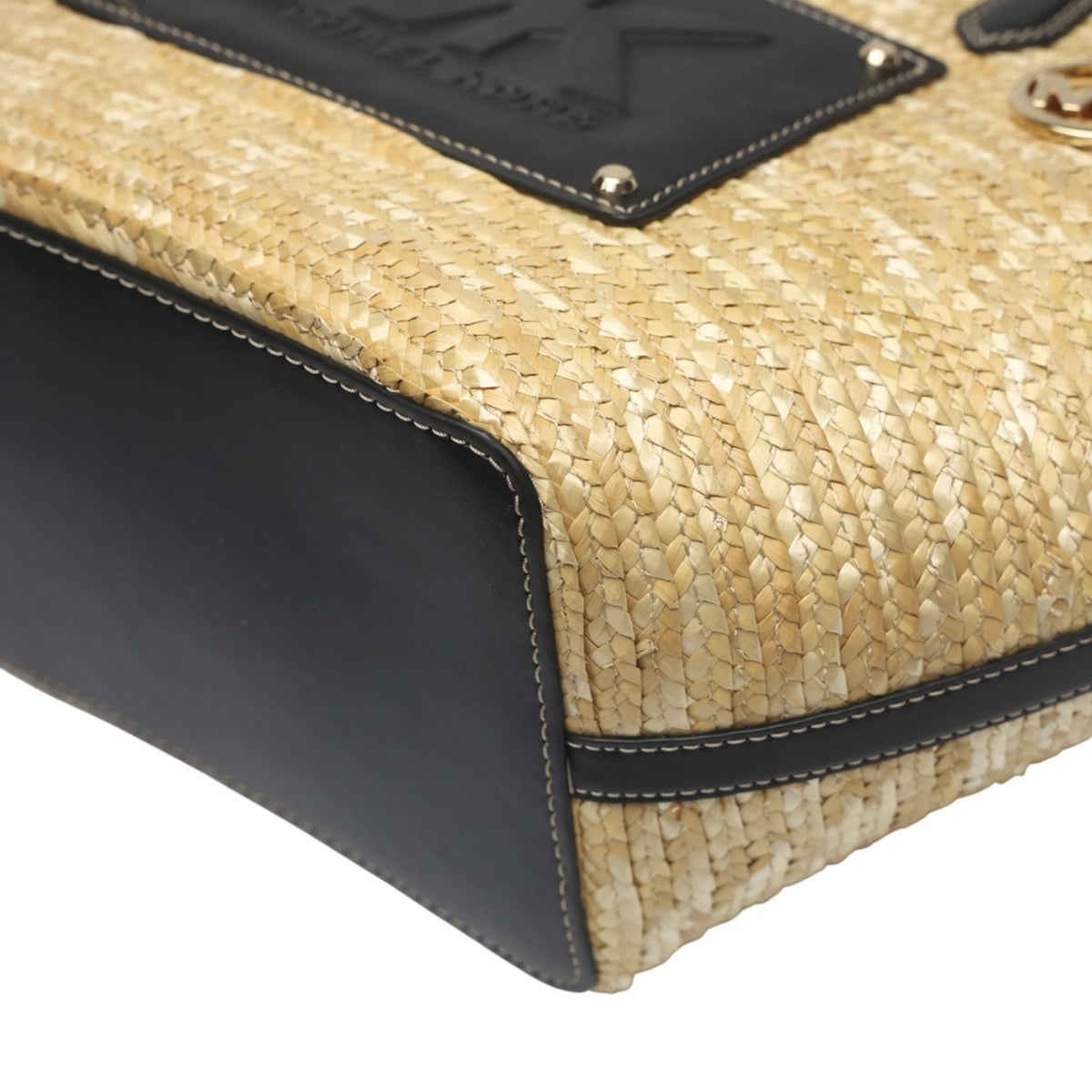 Michael Kors Black Ivory Canvas Leather Handbag (Pre-Owned)