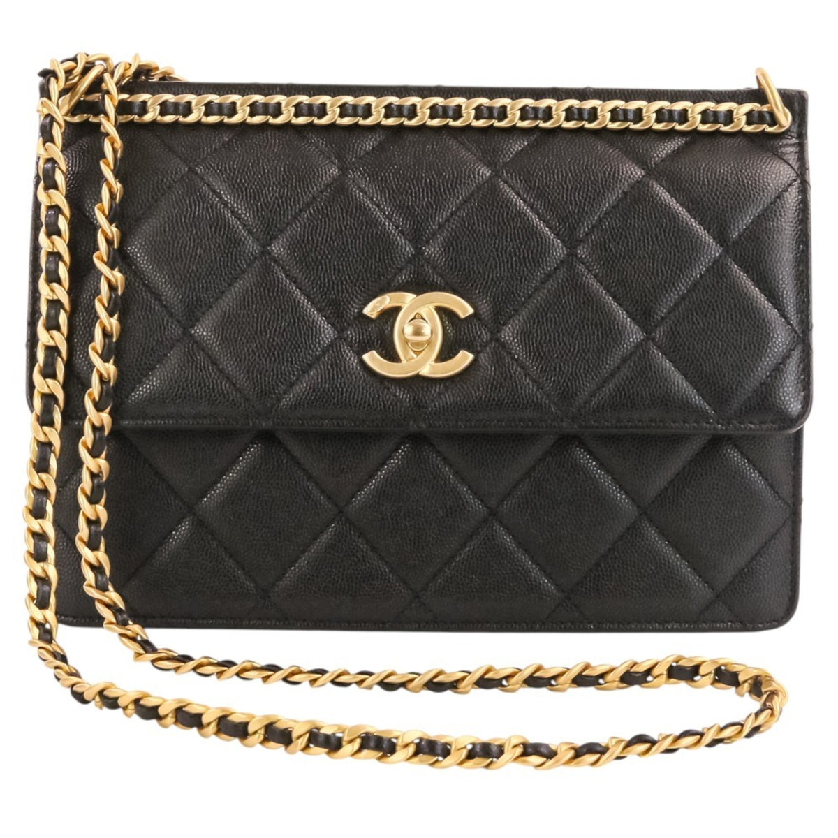 Chanel Black Grained Calfskin Shoulder Bag (Pre-Owned)
