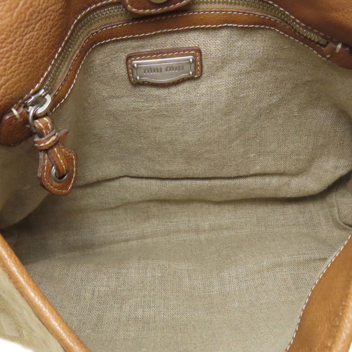 Miu Miu Brown Canvas Shoulder Bag (Pre-Owned)