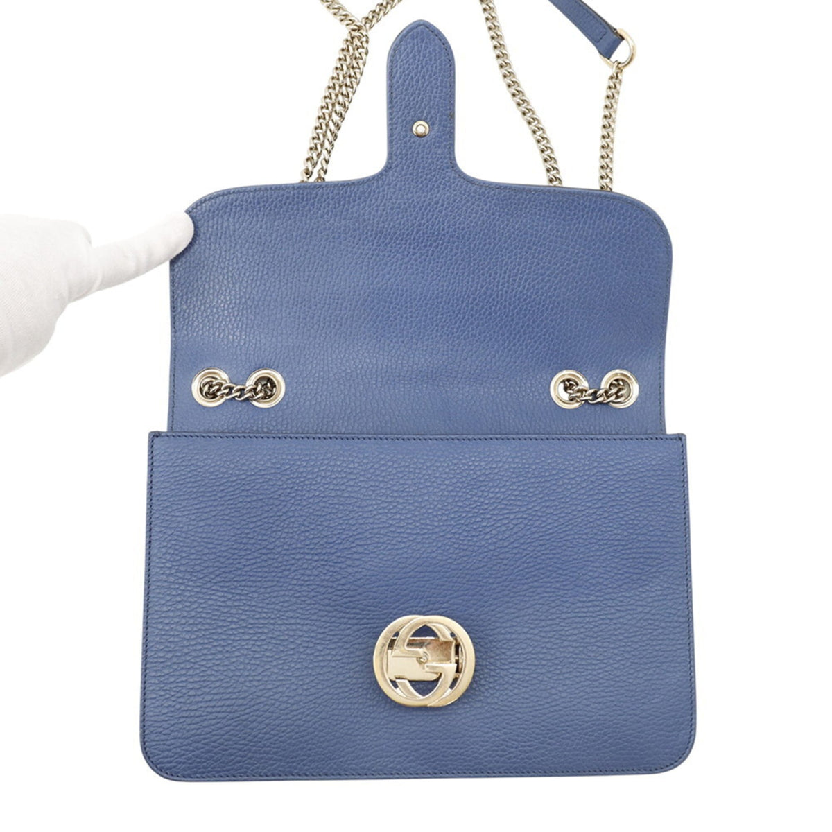 Gucci Black Blue Leather Handbag Shoulder Bag (Pre-Owned)