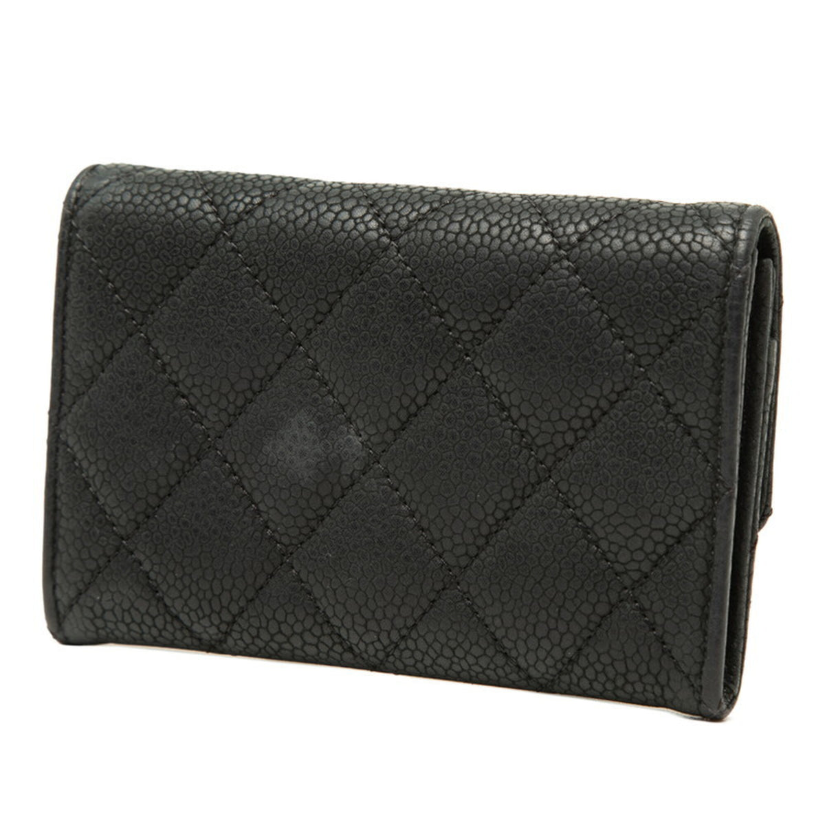 Chanel Matelasse Black Grained Calfskin Coin Purse/Coin Case (Pre-Owned)