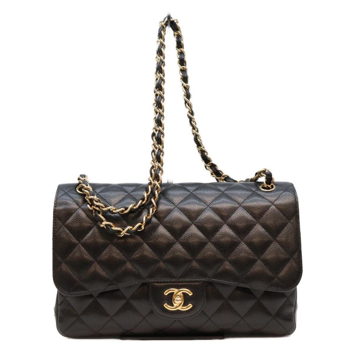 Chanel Black Grained Calfskin Shoulder Bag (Pre-Owned)