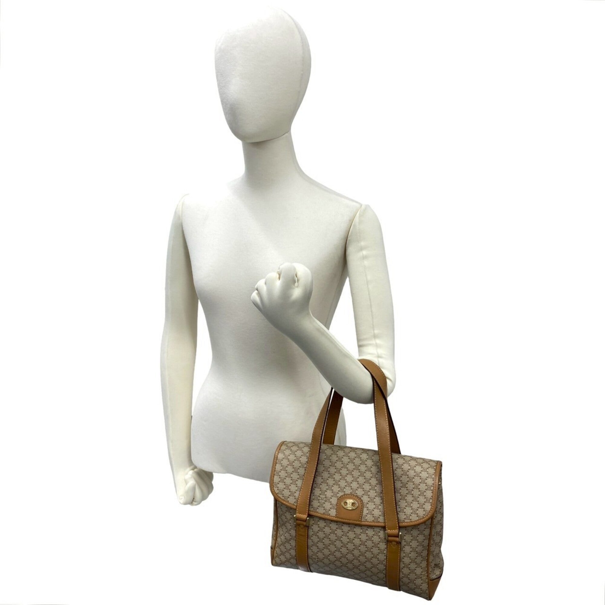 Celine Beige Brown Leather Pvc Handbag Tote Bag (Pre-Owned)