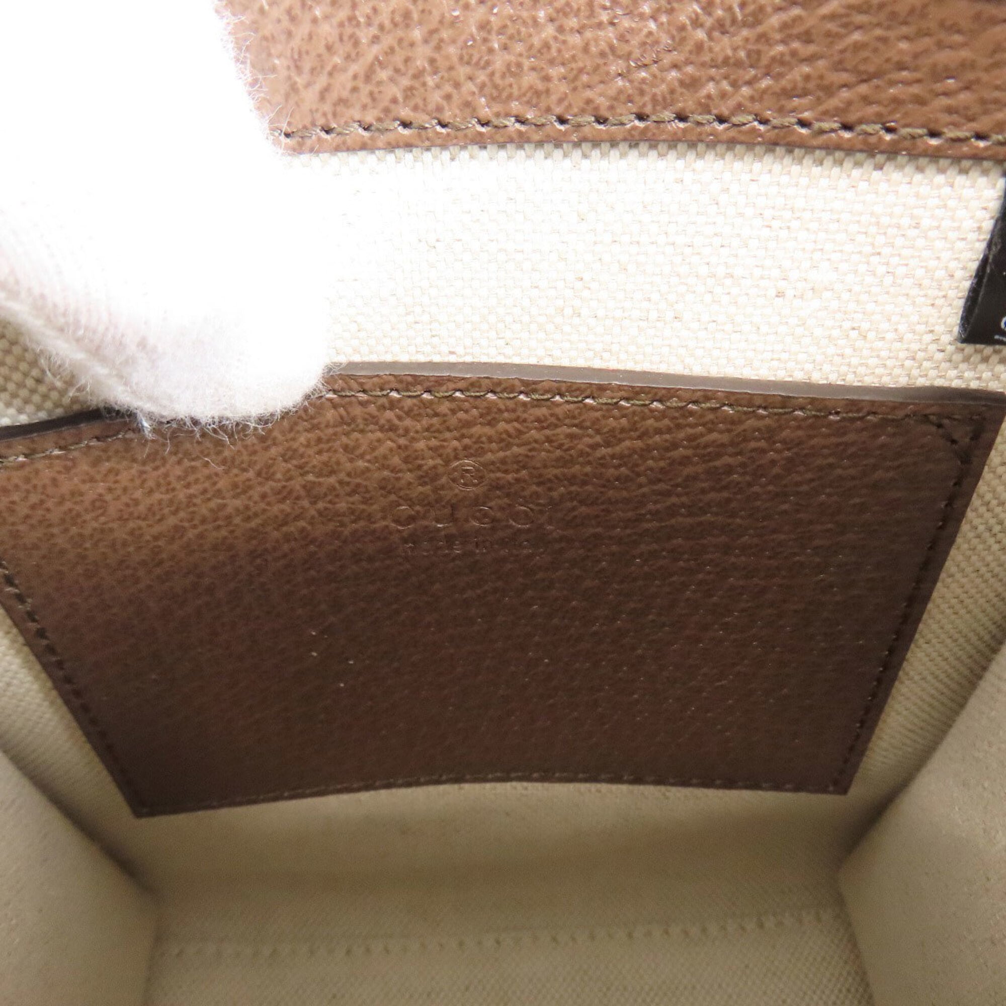 Gucci Brown Canvas Leather Handbag Tote Bag (Pre-Owned)