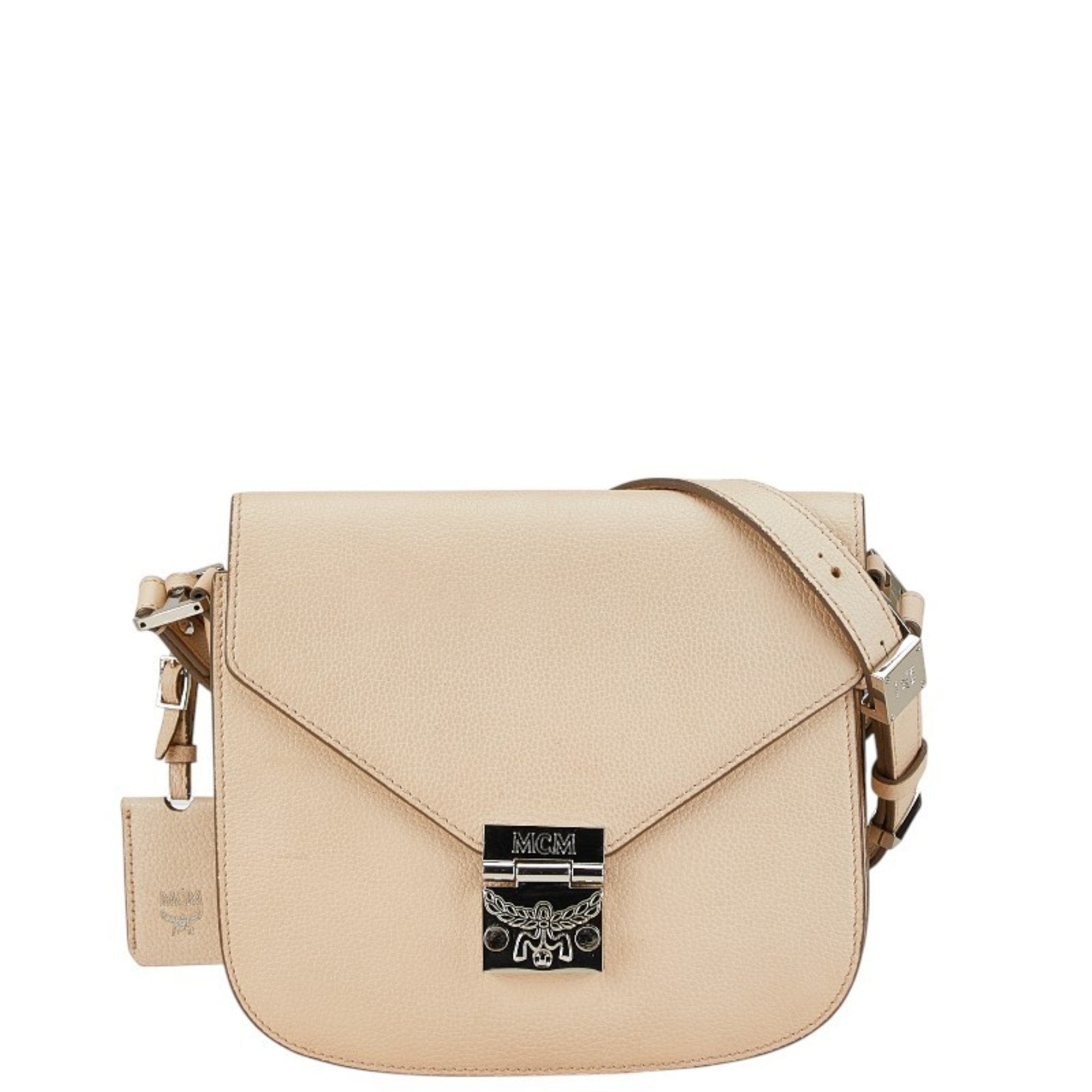 Mcm Beige Leather Shoulder Bag (Pre-Owned)