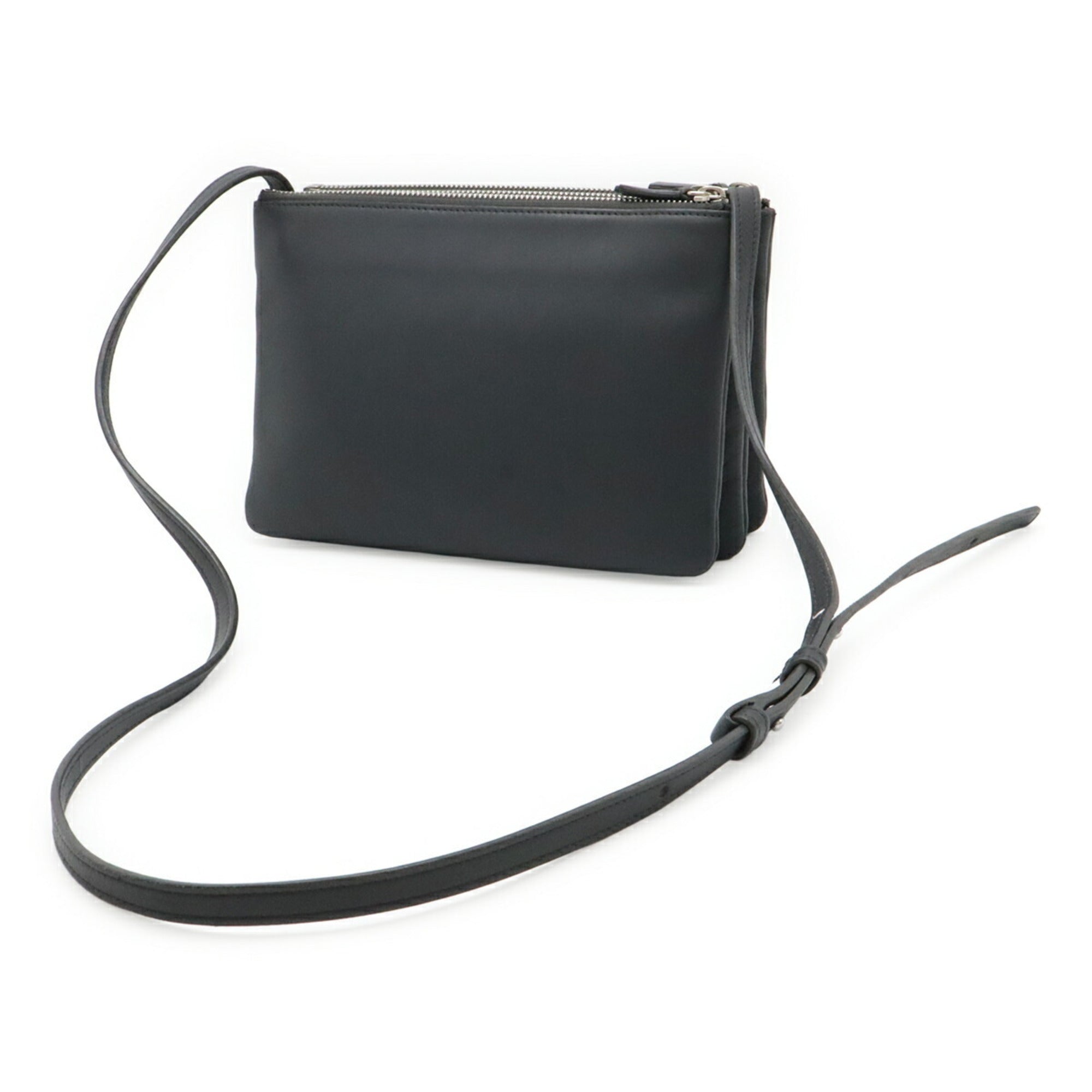 Celine Charcoal Gray Leather Pochette Pouch Shoulder Bag (Pre-Owned)